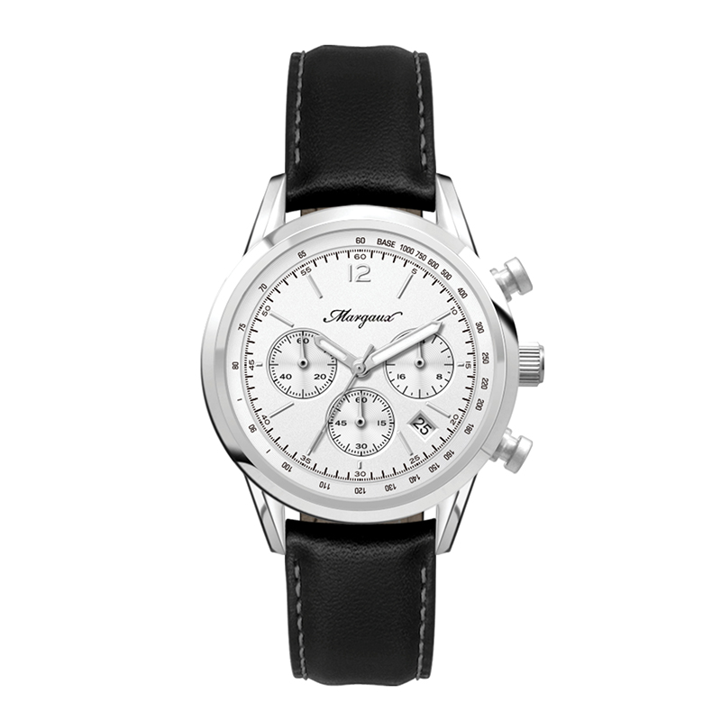 Picture of Wc3065 34mm Steel Silver Case, Chronograph Mvmt, White Dial, Dte Display, Leather Strap, Flat Minera
