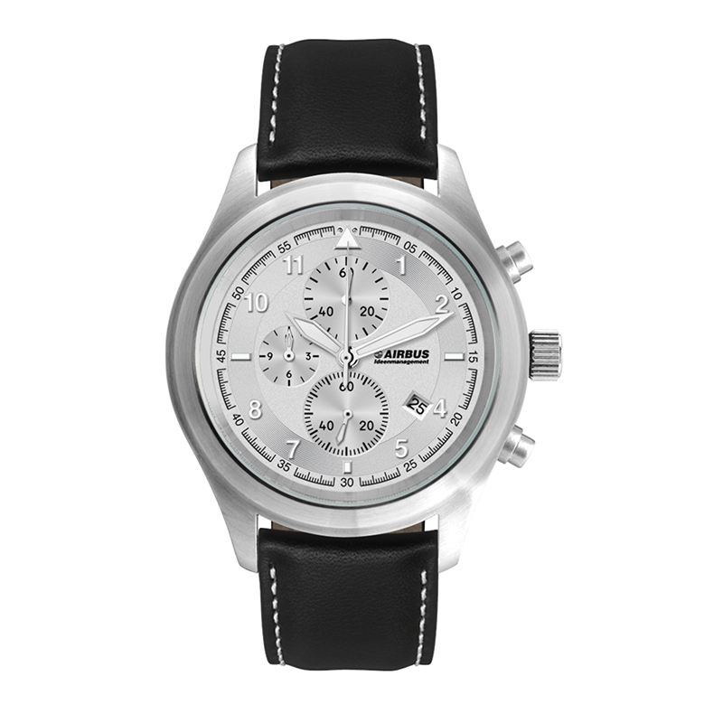 Picture of Wc3092 44mm Steel Matte Silver Case, Chronograph Mvmt, Silver Dial, Dte Display, Leather Strap, Flat