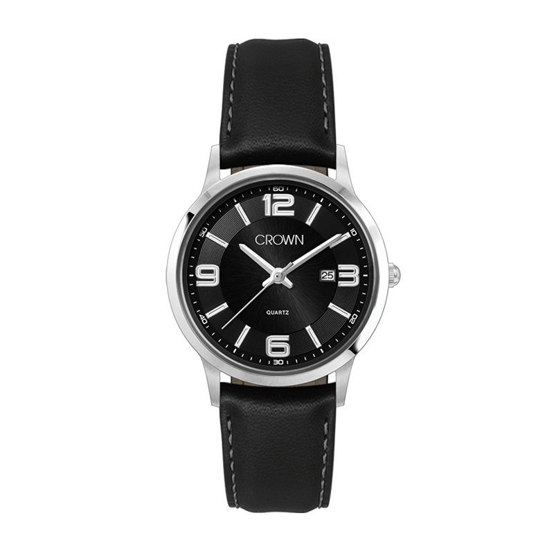 Picture of Wc4217 22mm Steel Silver Case, 3 Hand Mvmt, Black Dial, Dte Display, Leather Strap, Flat Mineral Cry
