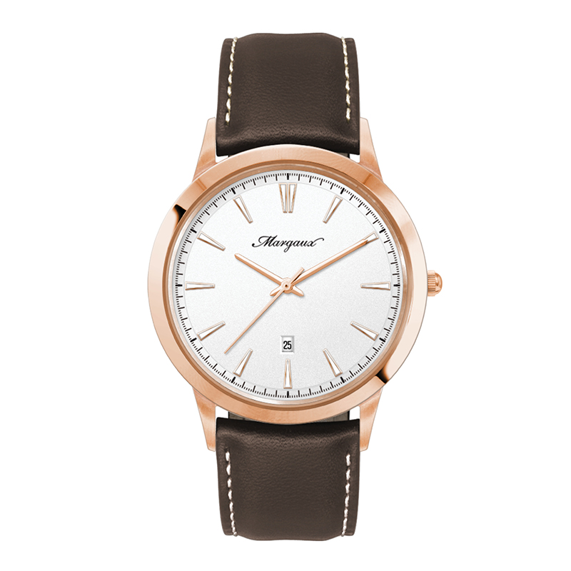 Picture of Wc4218 43mm Steel Rose Gold Case, 3 Hand Mvmt, White Dial, Dte Display, Leather Strap, Flat Mineral 