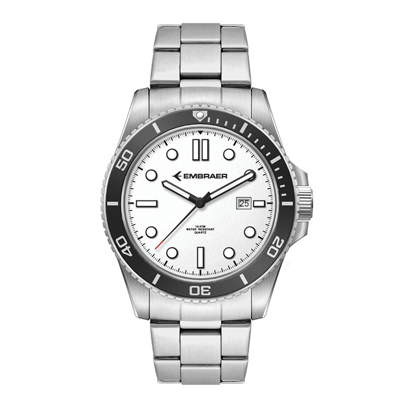 Picture of Watch Creations 42.5MM STEEL SILVER CASE, 3 HAND MVMT, WHITE DIAL, DTE DISPLAY, BK ROTATING BEZEL, S