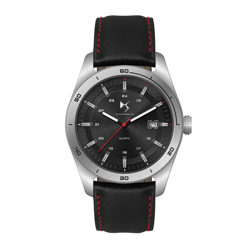 Picture of Watch Creations 42MM STEEL MATTE SILVER CASE, 3 HAND MVMT, BLACK DIAL, DTE DISPLAY, LEATHER STRAP, F