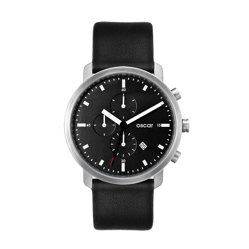 Picture of Wc8318 44mm Steel Matte Silver Case, Chronograph Mvmt, Black Dial, Dte Display, Leather Strap, Flat 