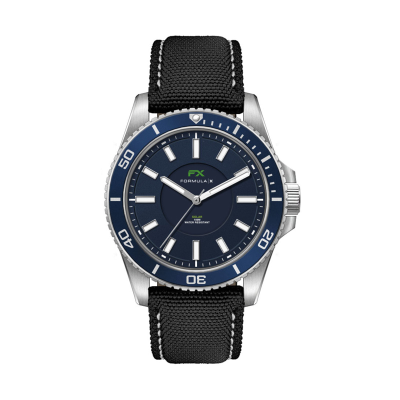 Picture of 42.5mm, Ss, Silver Case, Bl Bezel, 3-Hand "Solar" Mvt
