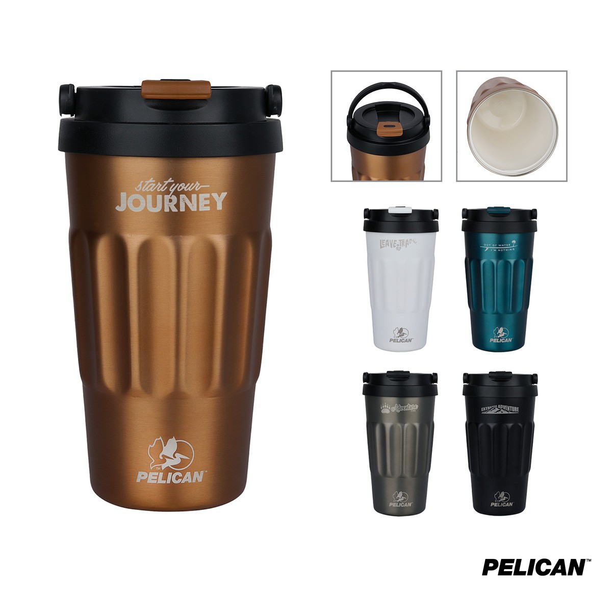 Picture of Pelican Dayventure 17 oz. Recycled Double Wall Stainless Steel Handle Lid Travel Tumbler