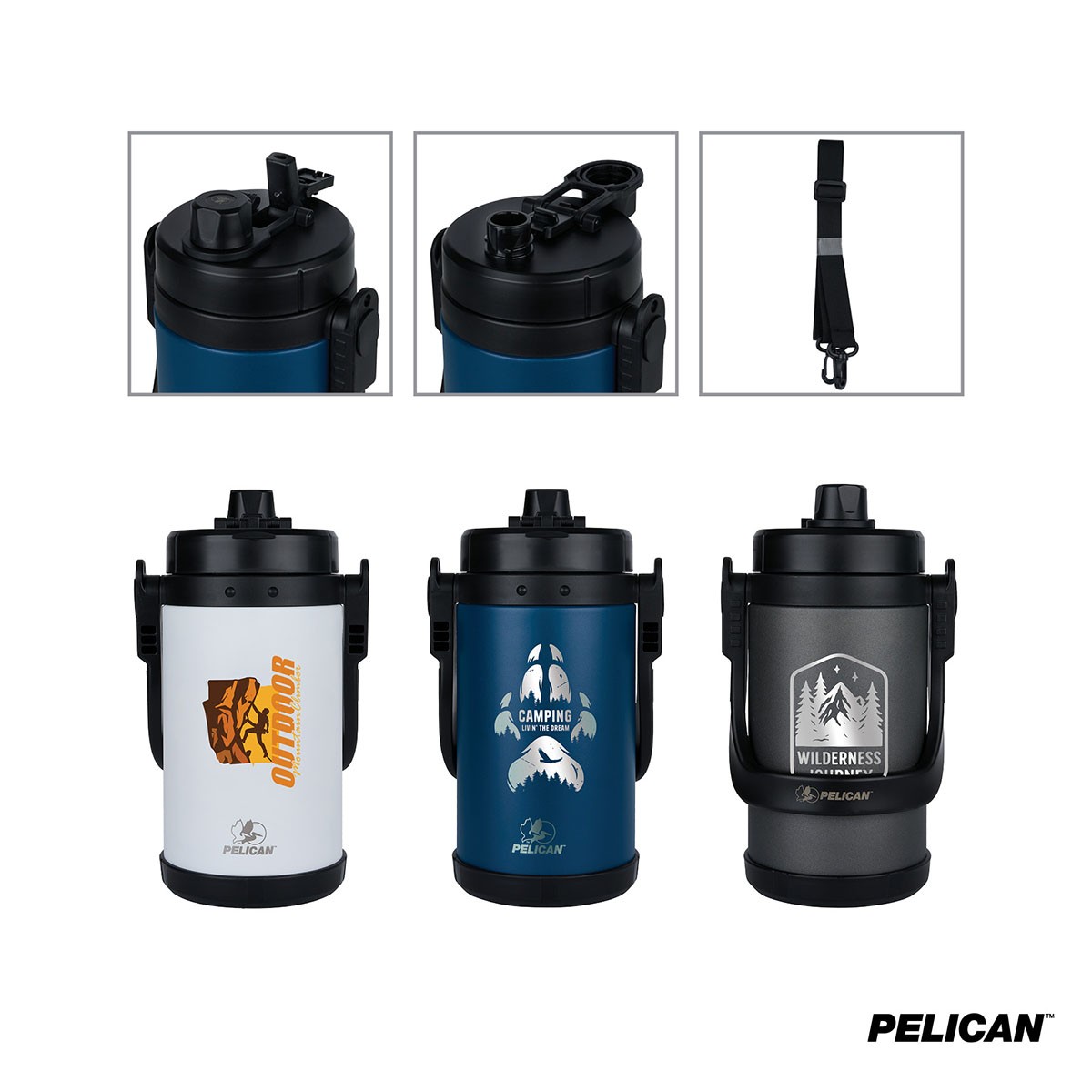 Picture of Pelican Dayventure 68 oz. / Half Gallon Recycled Double Wall Stainless Steel Travel Jug