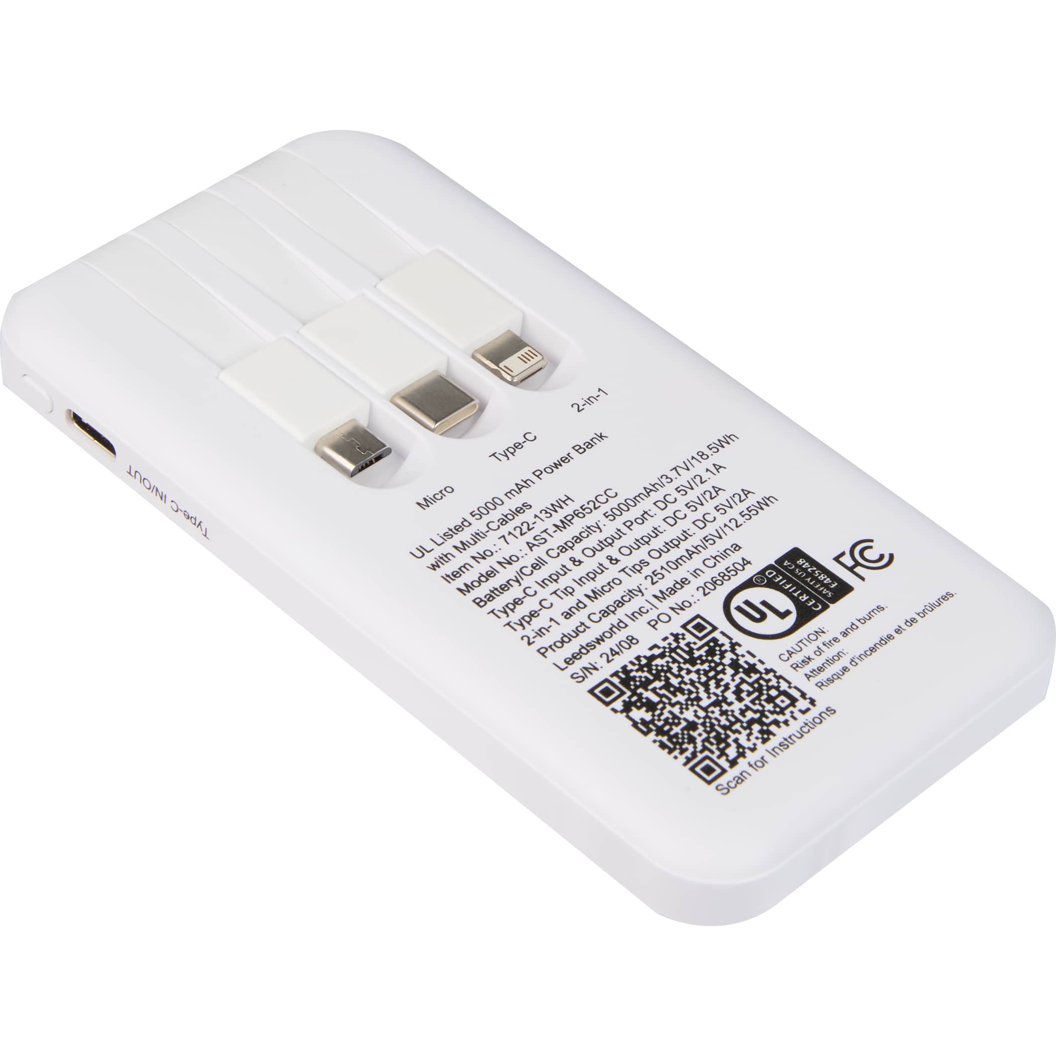 Picture of UL Listed 5,000 mAh Power Bank with Multi-Cables