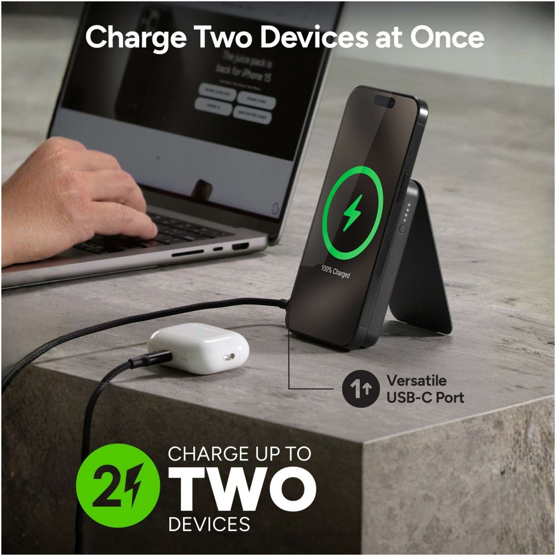 Picture of mophie® Snap+5000 mAh Wireless Power Bank w/ Stand