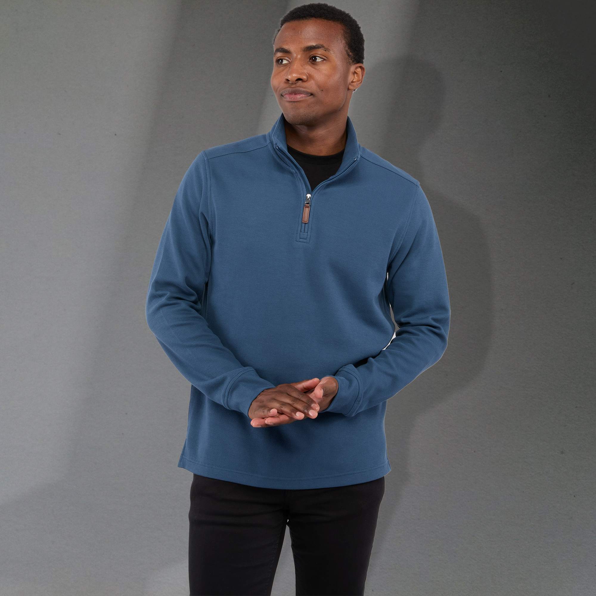 Picture of Men's HUDSON Eco Knit Quarter Zip Ribbed Sweater