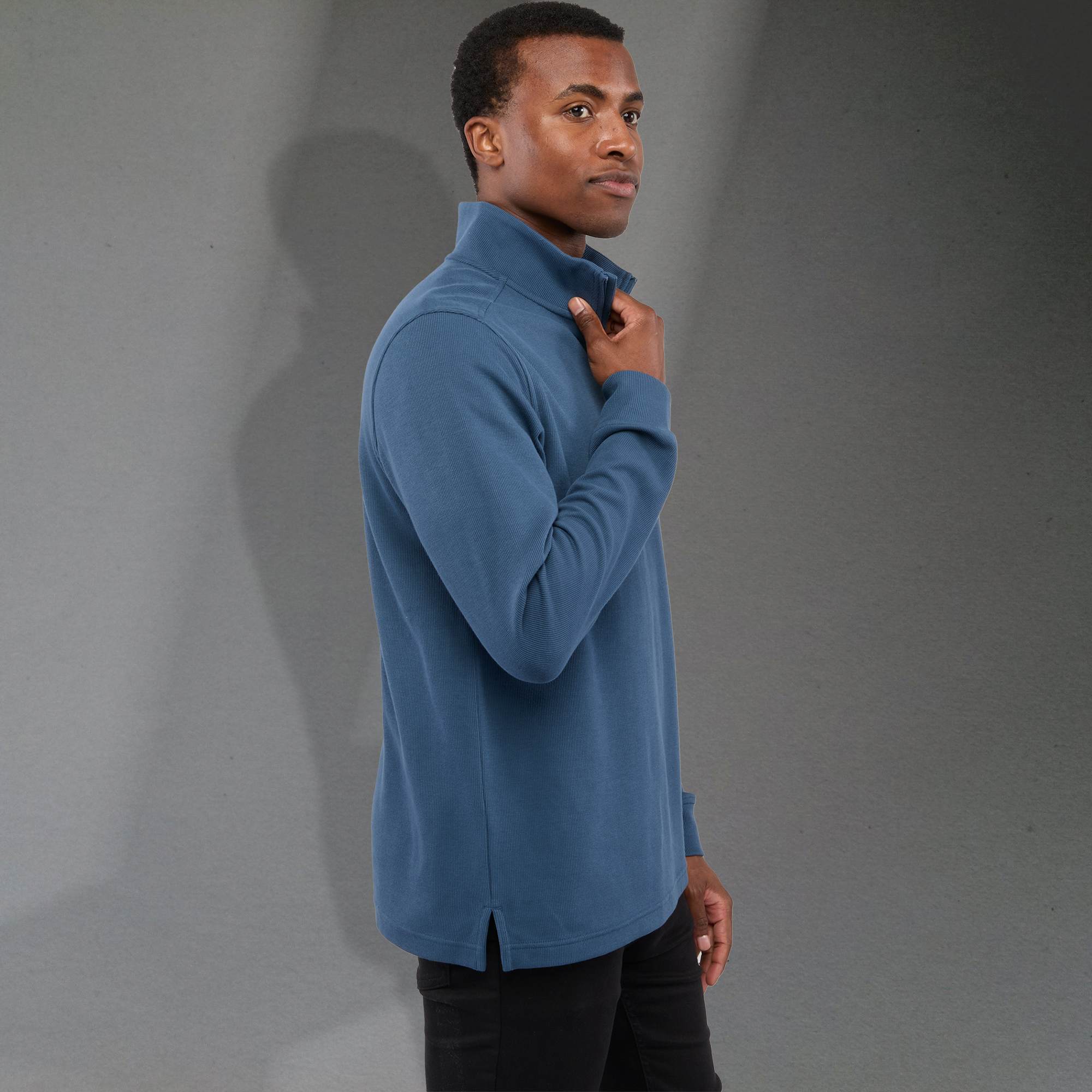 Picture of Men's HUDSON Eco Knit Quarter Zip Ribbed Sweater