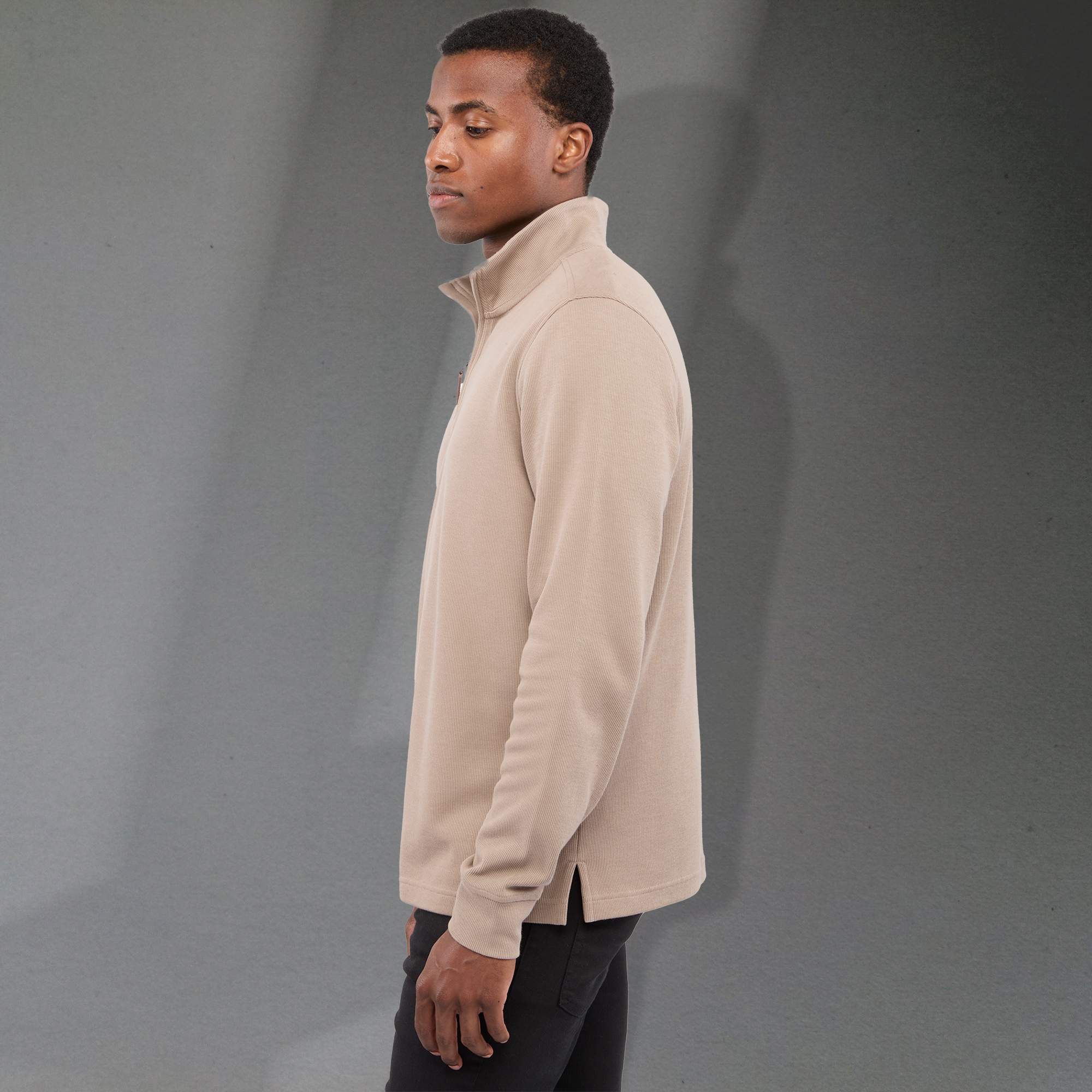 Picture of Men's HUDSON Eco Knit Quarter Zip Ribbed Sweater