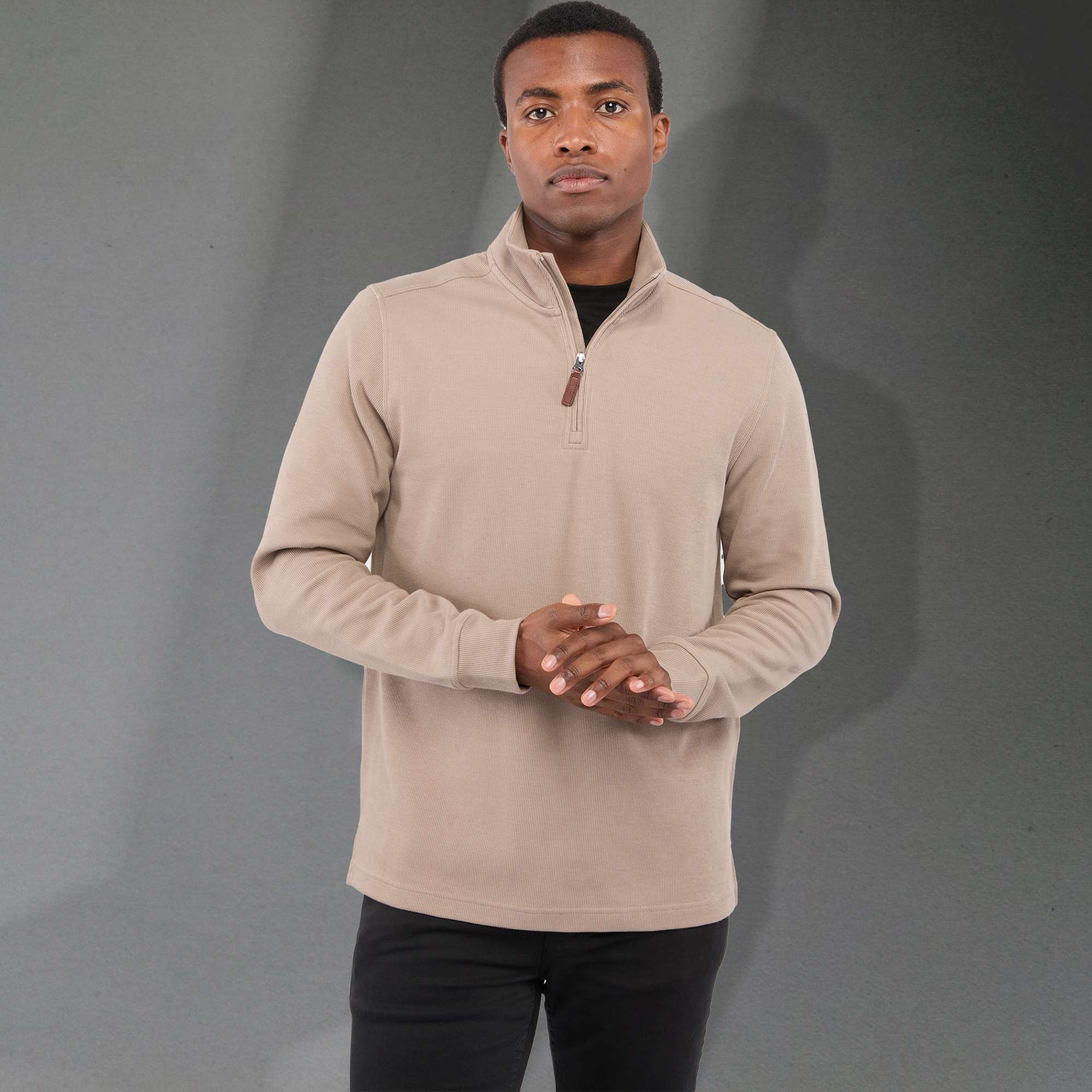 Picture of Men's HUDSON Eco Knit Quarter Zip Ribbed Sweater
