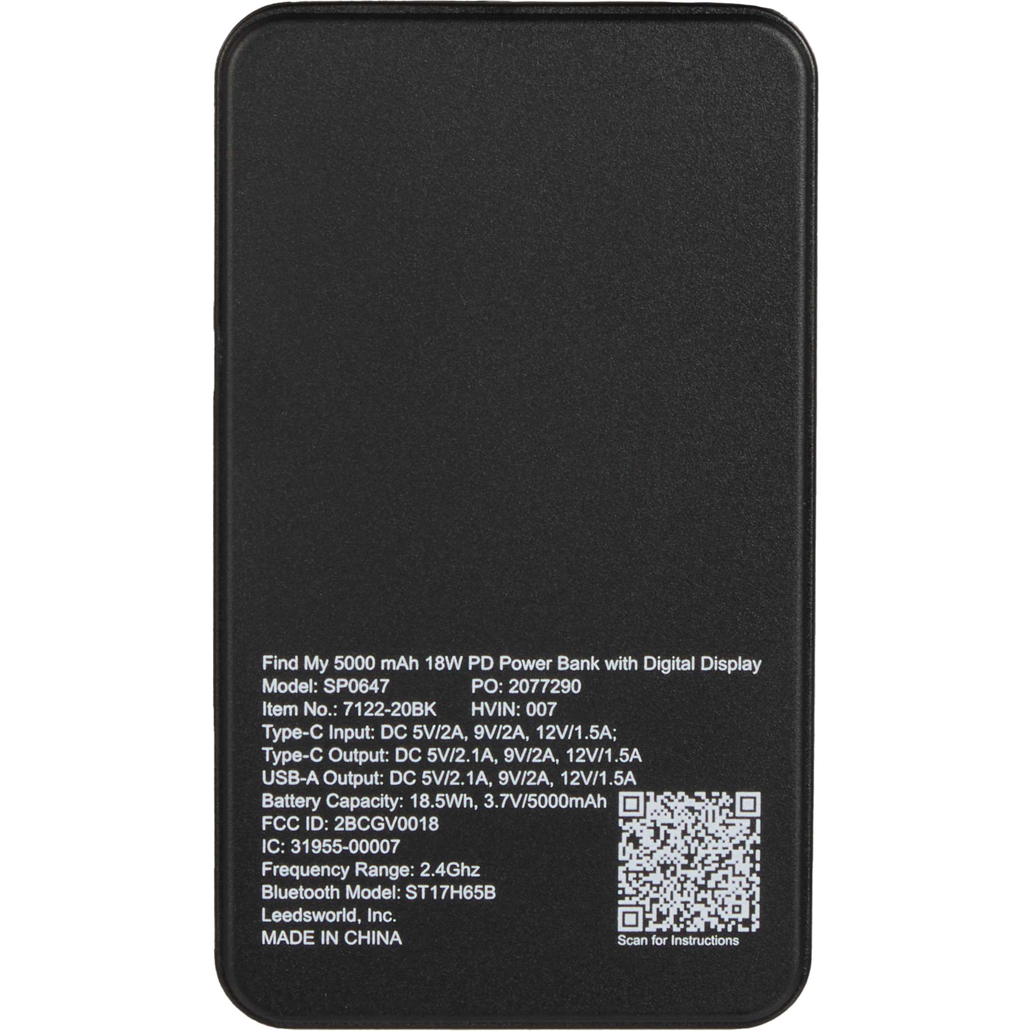 Picture of Find My 5000 mAh 18W PD Power Bank/Digital Display
