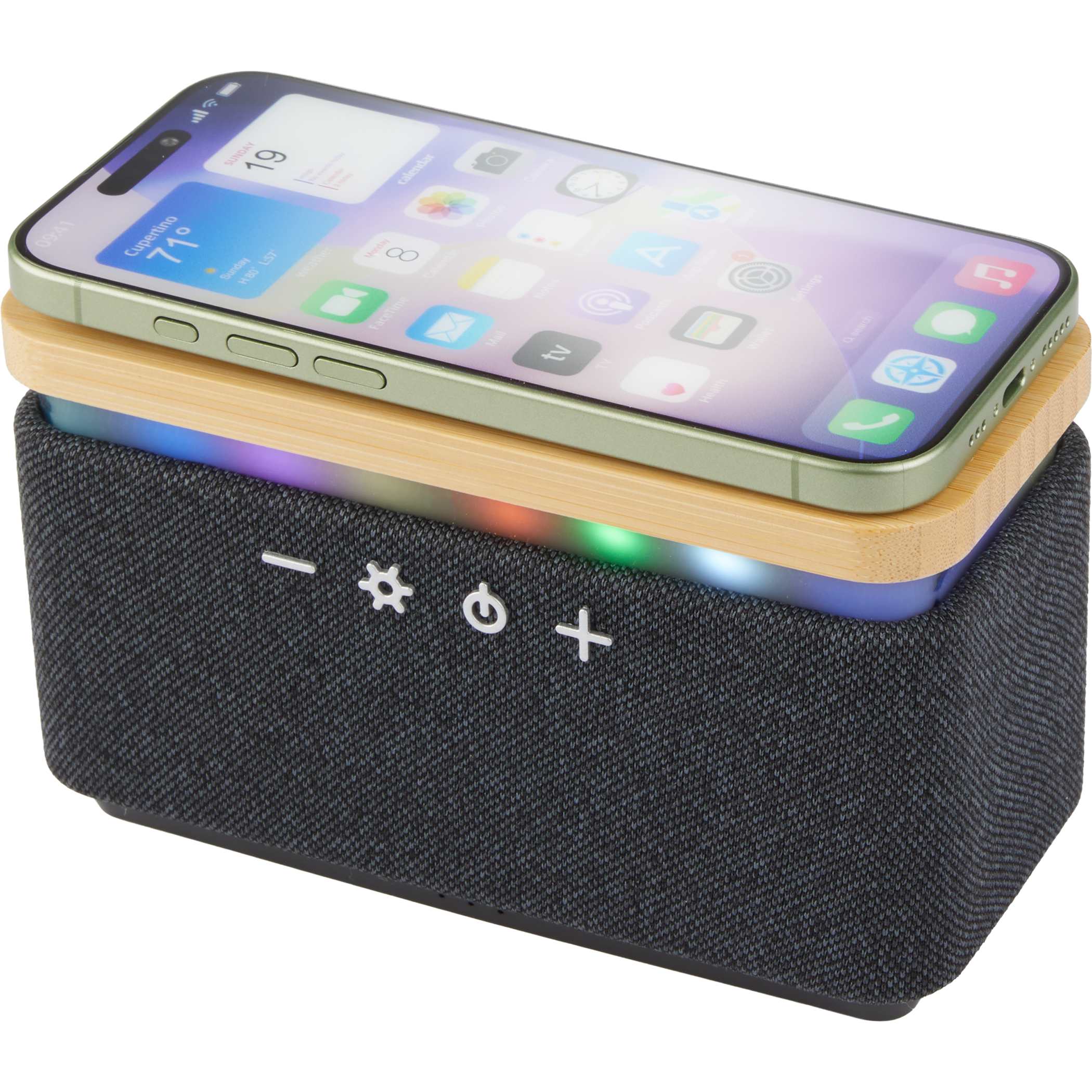 Picture of Boost Fabric and Bamboo Wireless Charging Speaker