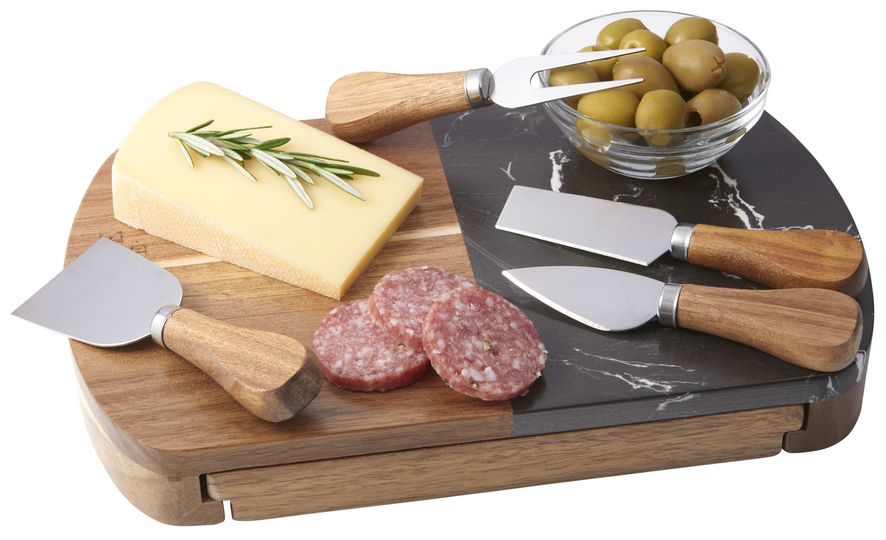 Picture of Black Marble Cheese Board Set with Knives
