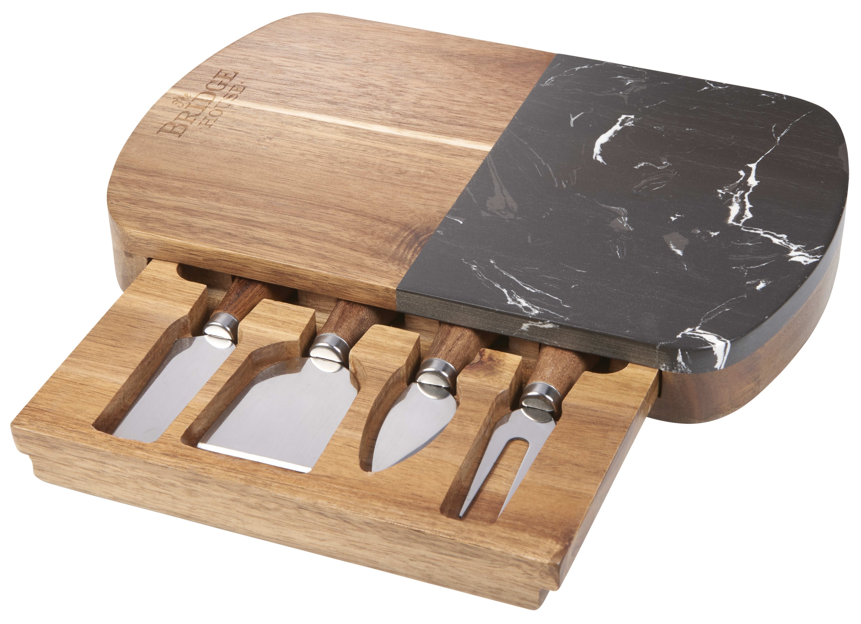 Picture of Black Marble Cheese Board Set with Knives