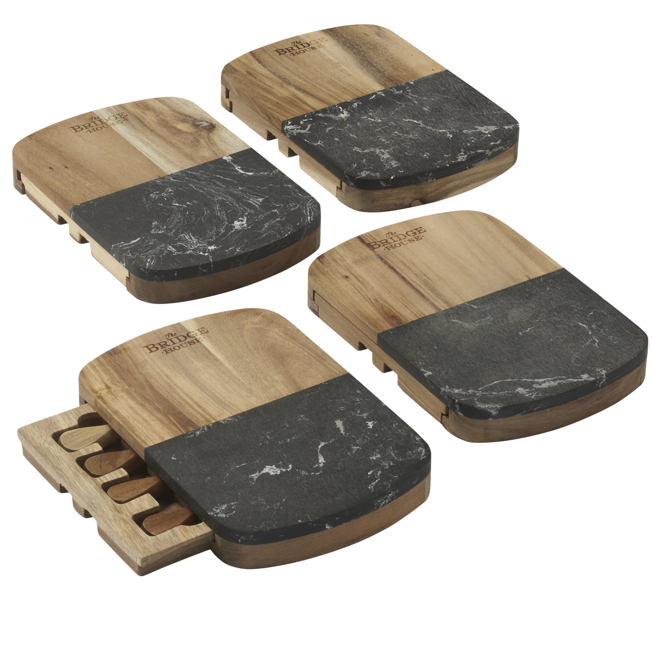 Picture of Black Marble Cheese Board Set with Knives