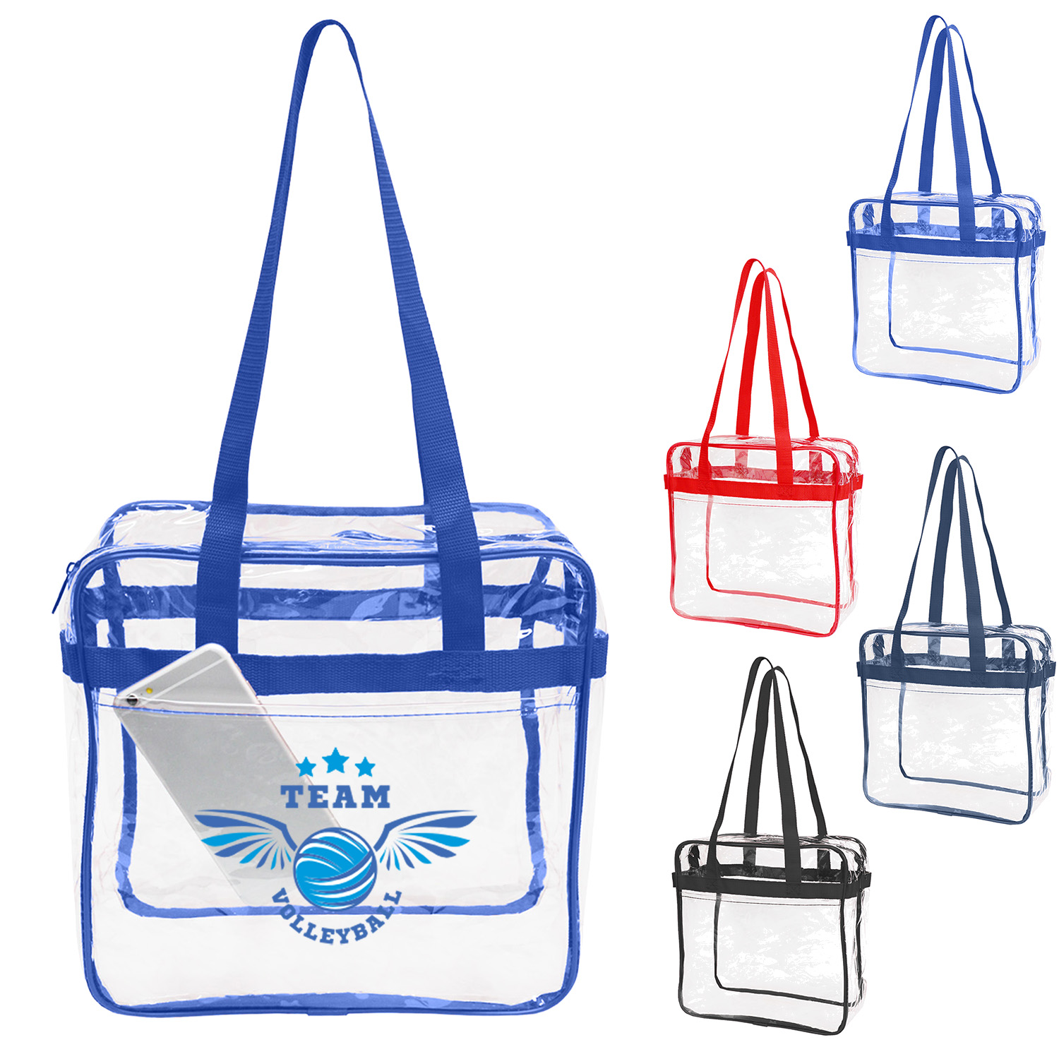 Picture of NFL Compliance Heavy Duty Stadium Security Zipper Tote with Front Pocket