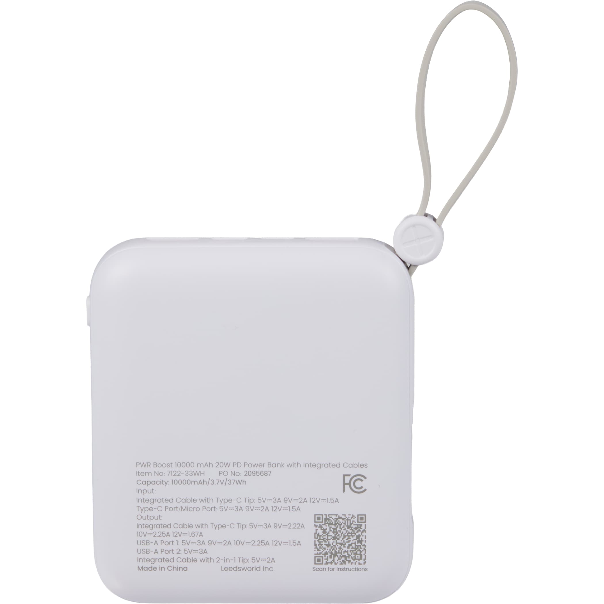 Picture of PWR Boost 10000 mAh 20W PD Power Bank w/ Cables