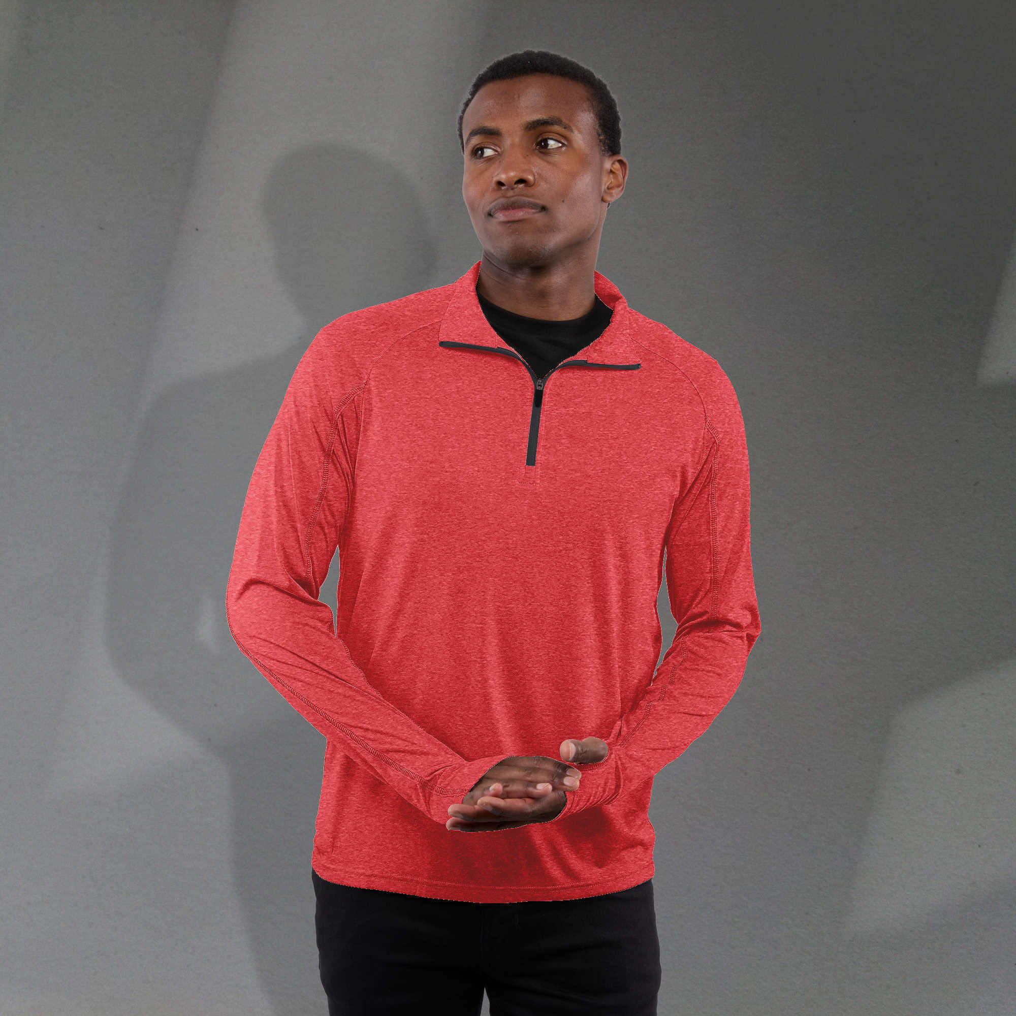 Picture of Men's TAZA Performance Knit Quarter Zip with Thumb Holes