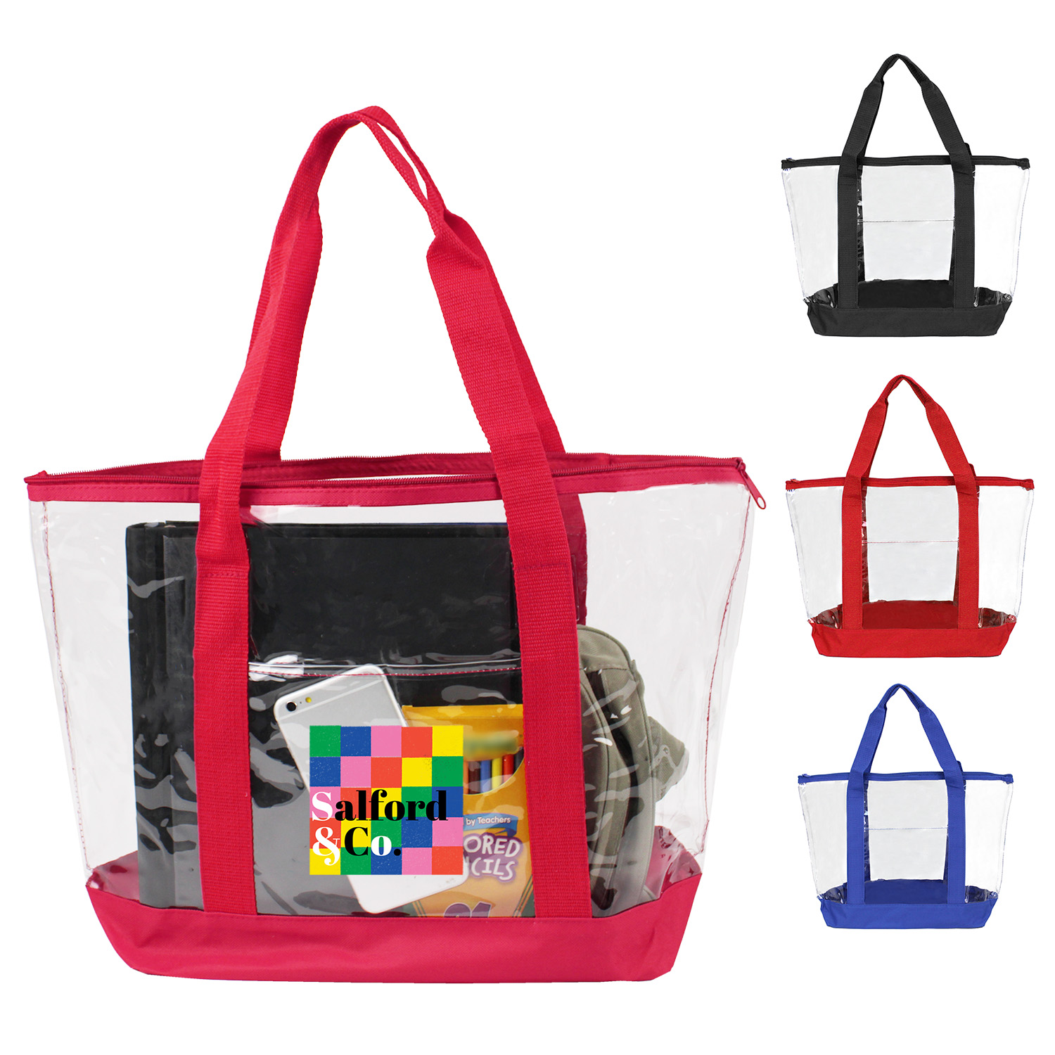 Picture of Clear Zipper Tote Security Bag with Pocket