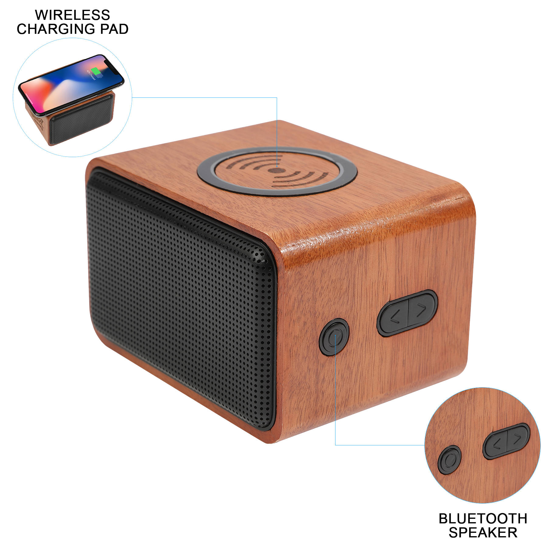 Picture of Wood Bluetooth Speaker with Wireless Charging Pad