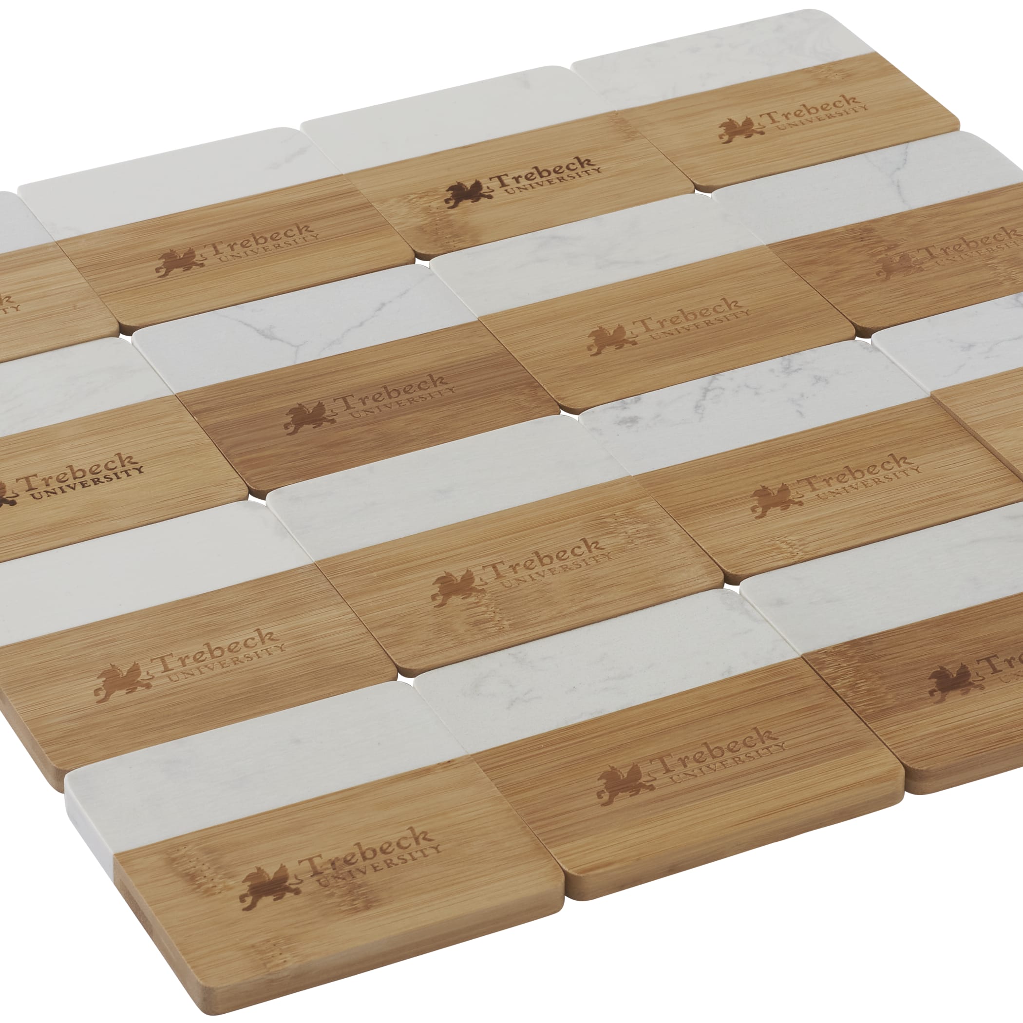 Picture of Marble and Bamboo Coaster Set