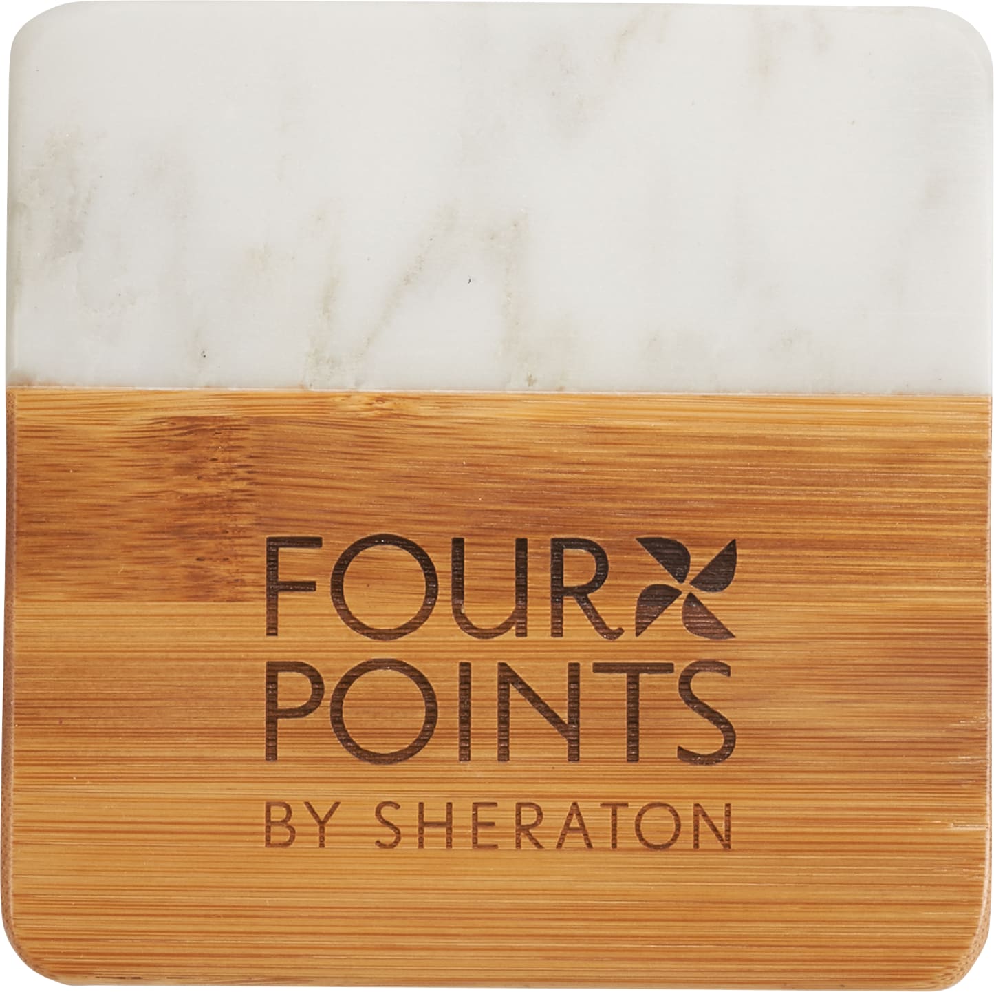 Picture of Marble and Bamboo Coaster Set