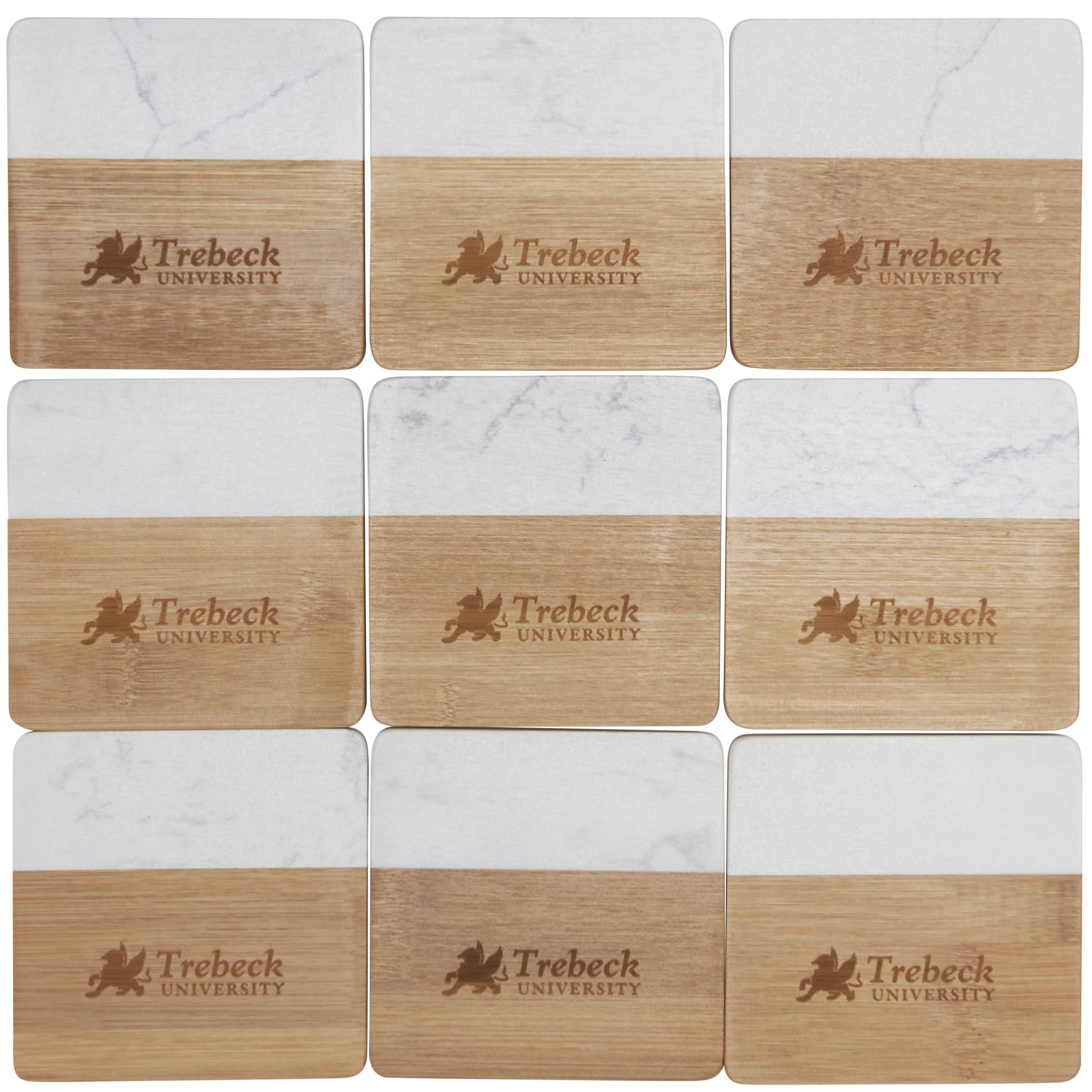 Picture of Marble and Bamboo Coaster Set