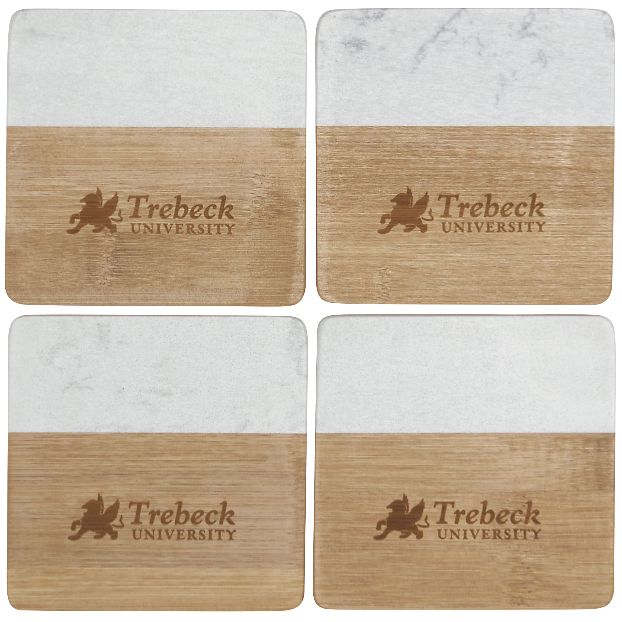 Picture of Marble and Bamboo Coaster Set