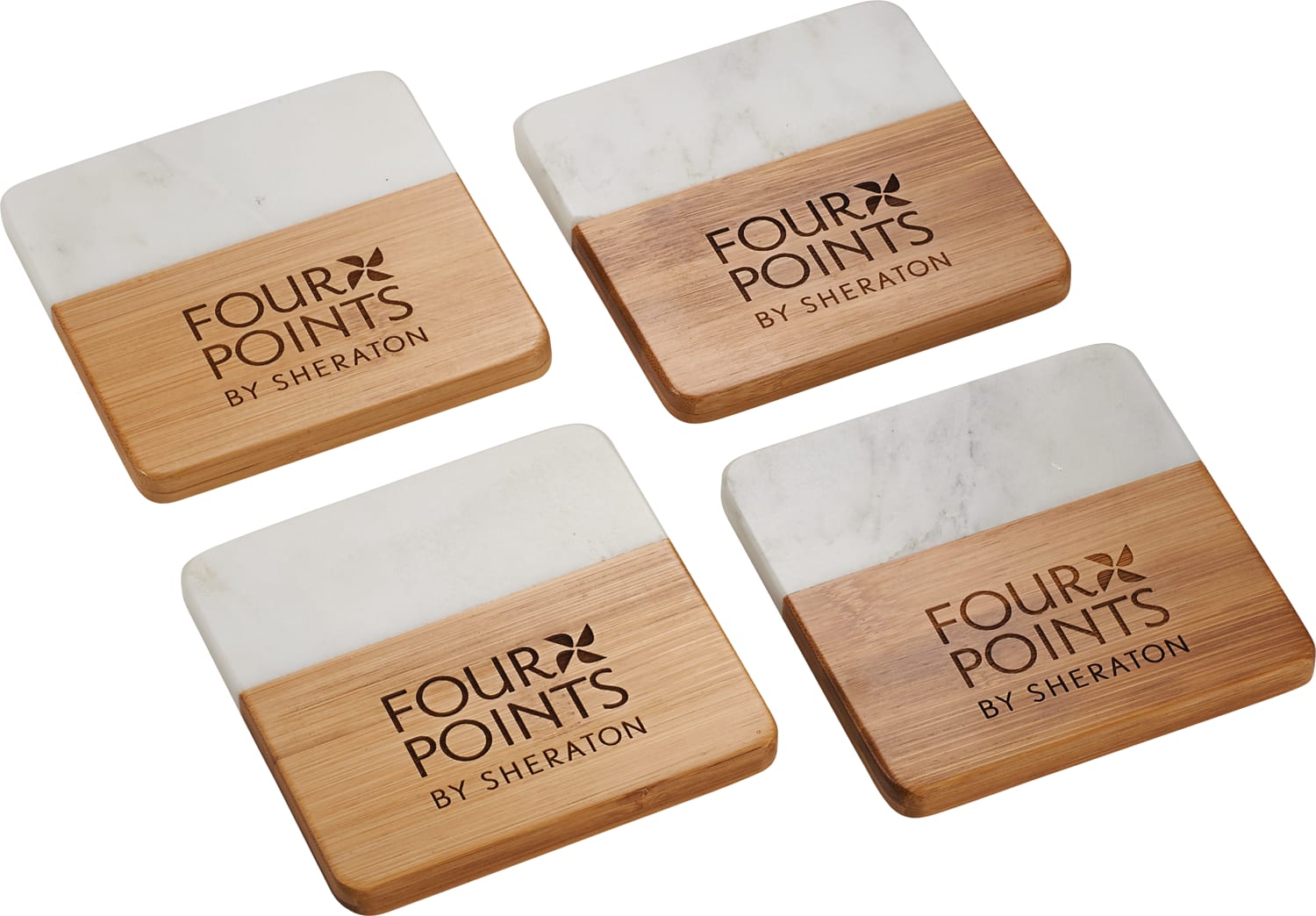Picture of Marble and Bamboo Coaster Set