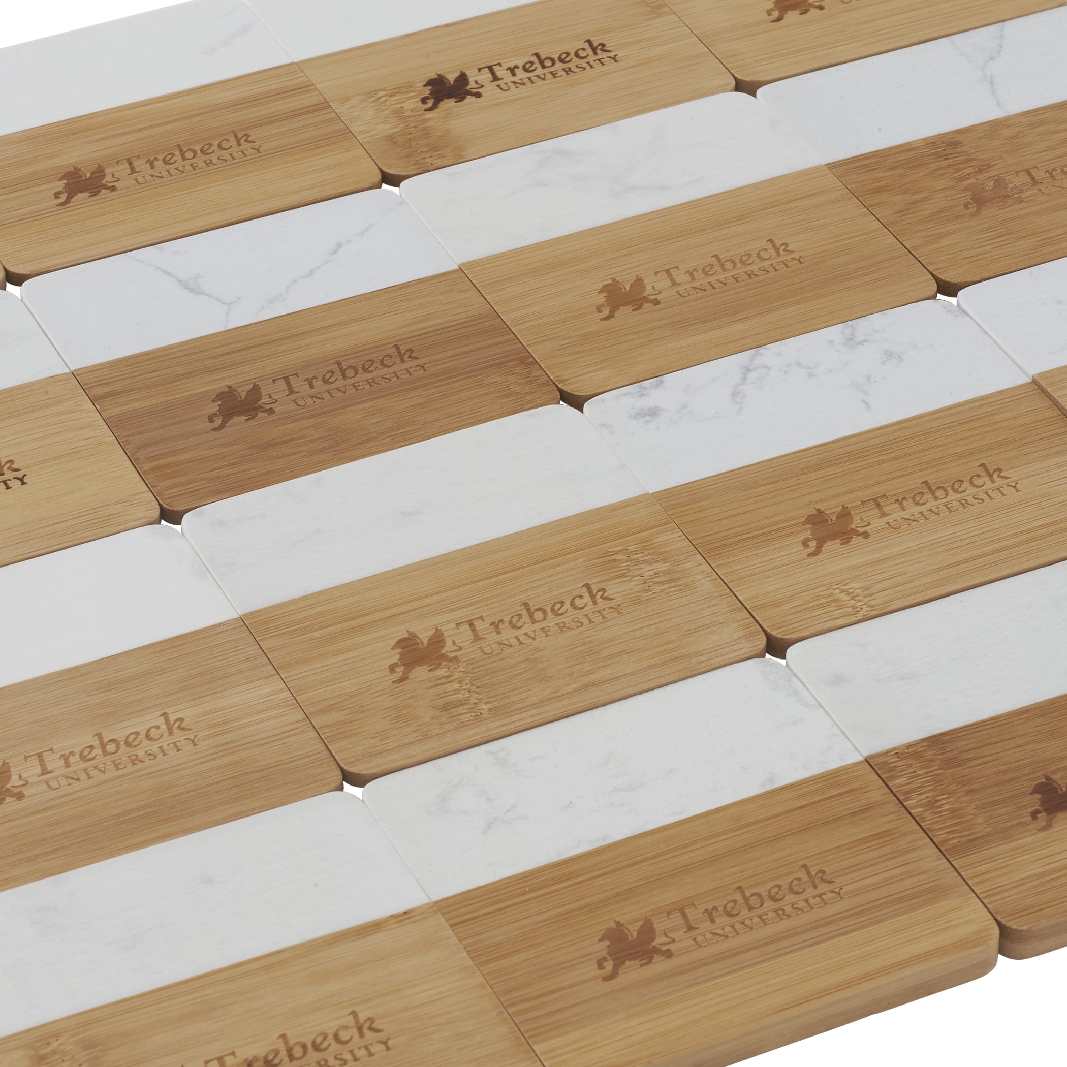 Picture of Marble and Bamboo Coaster Set