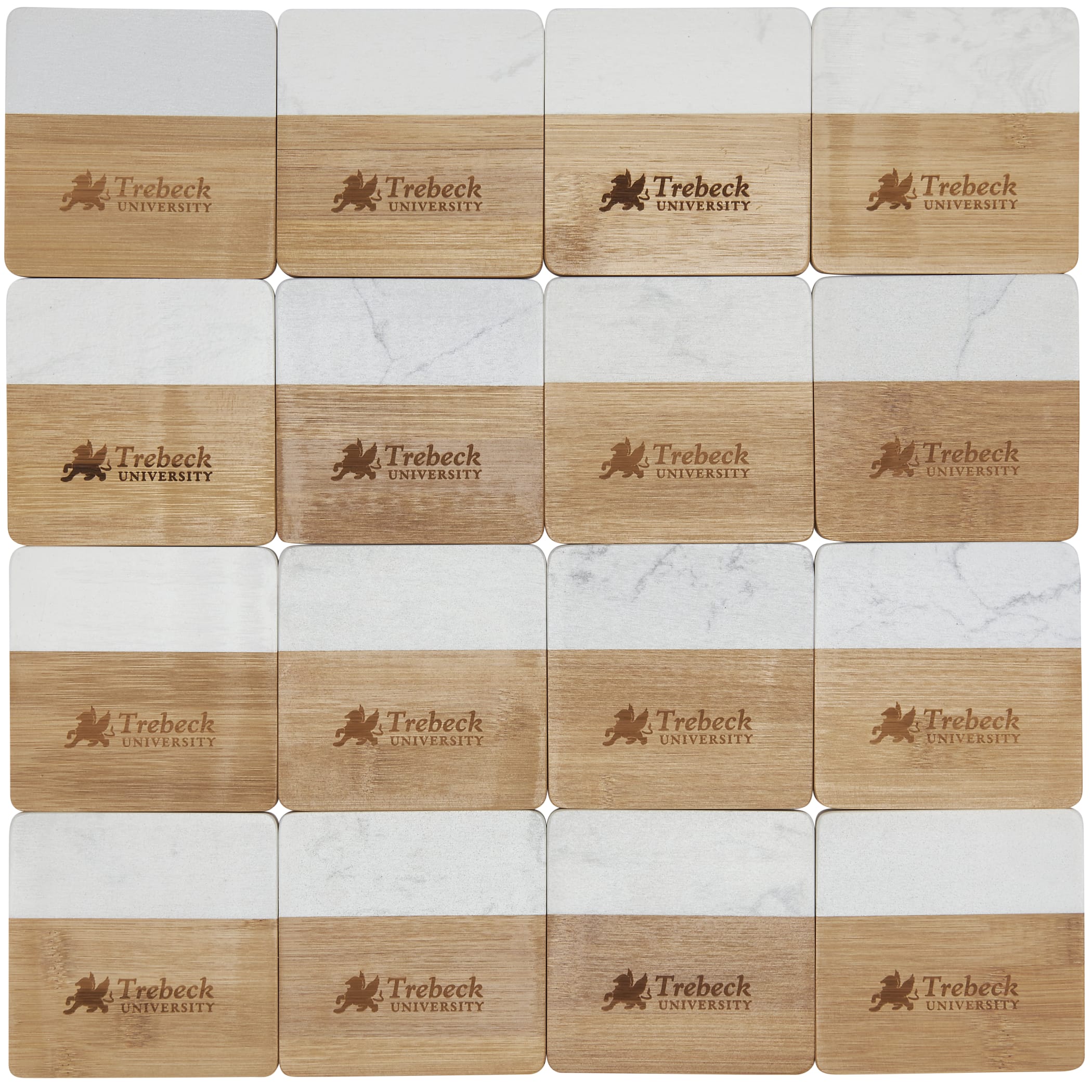 Picture of Marble and Bamboo Coaster Set