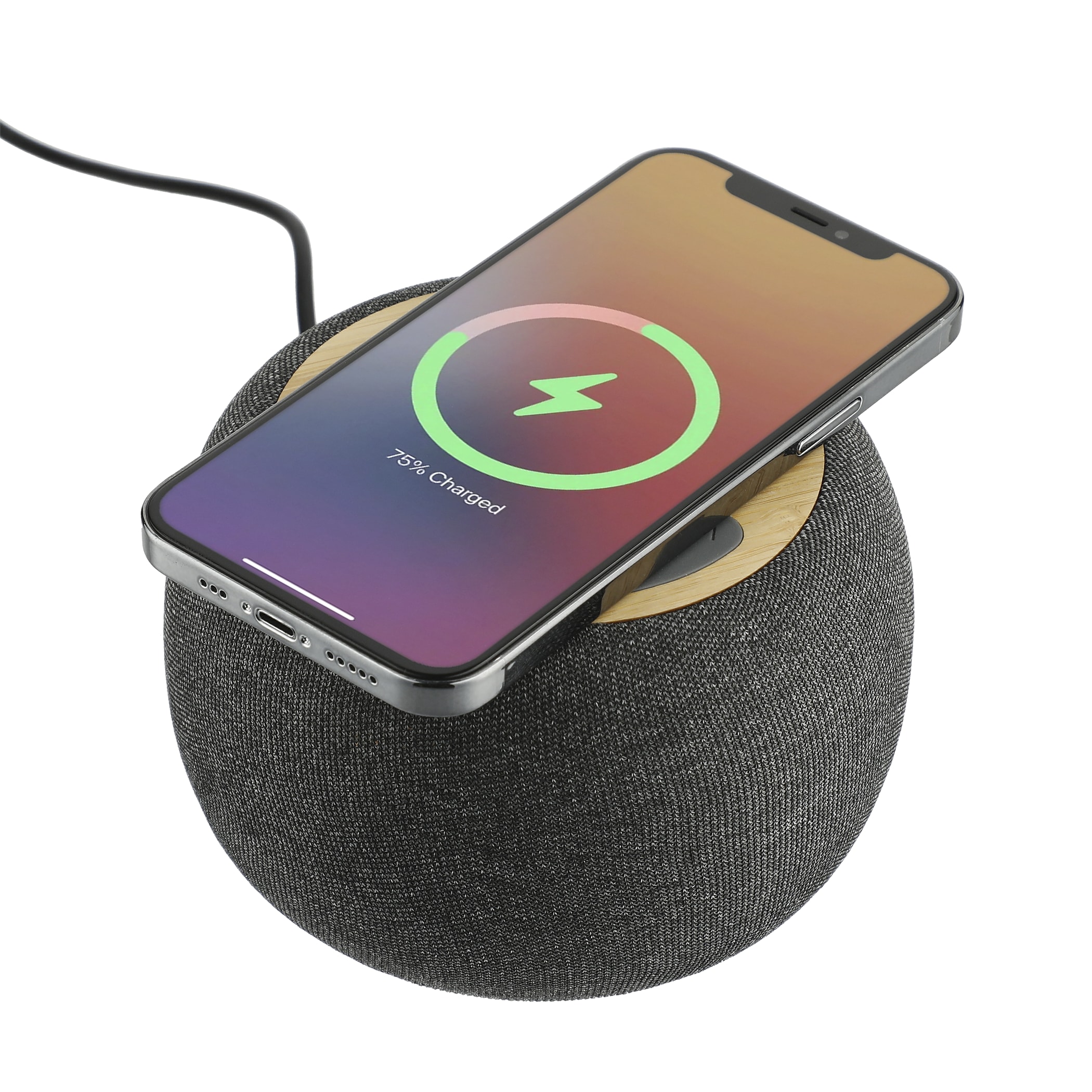 Picture of Wireless Charging Garm Fabric & Bamboo Bluetooth Speaker