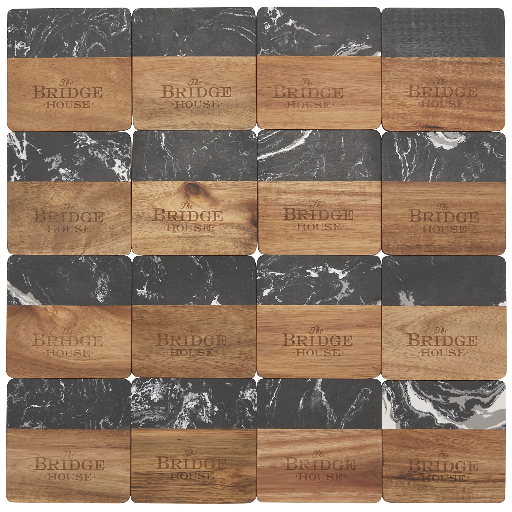 Picture of Black Marble and Wood Coaster Set