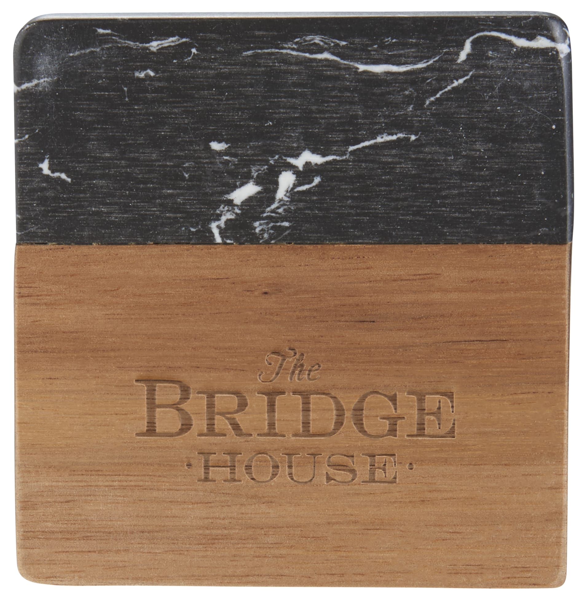 Picture of Black Marble and Wood Coaster Set