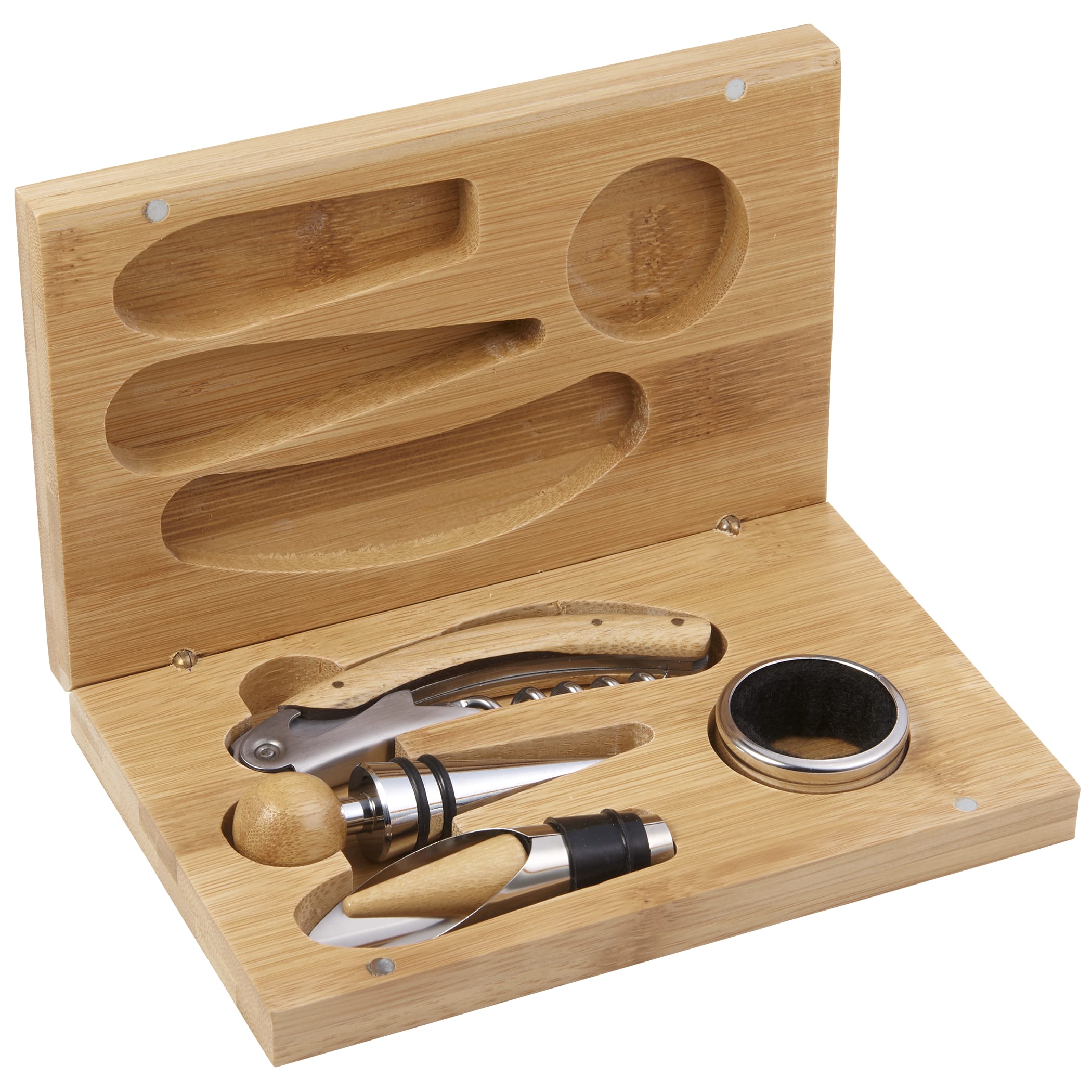 Picture of 4 Piece Bamboo Wine Gift Set