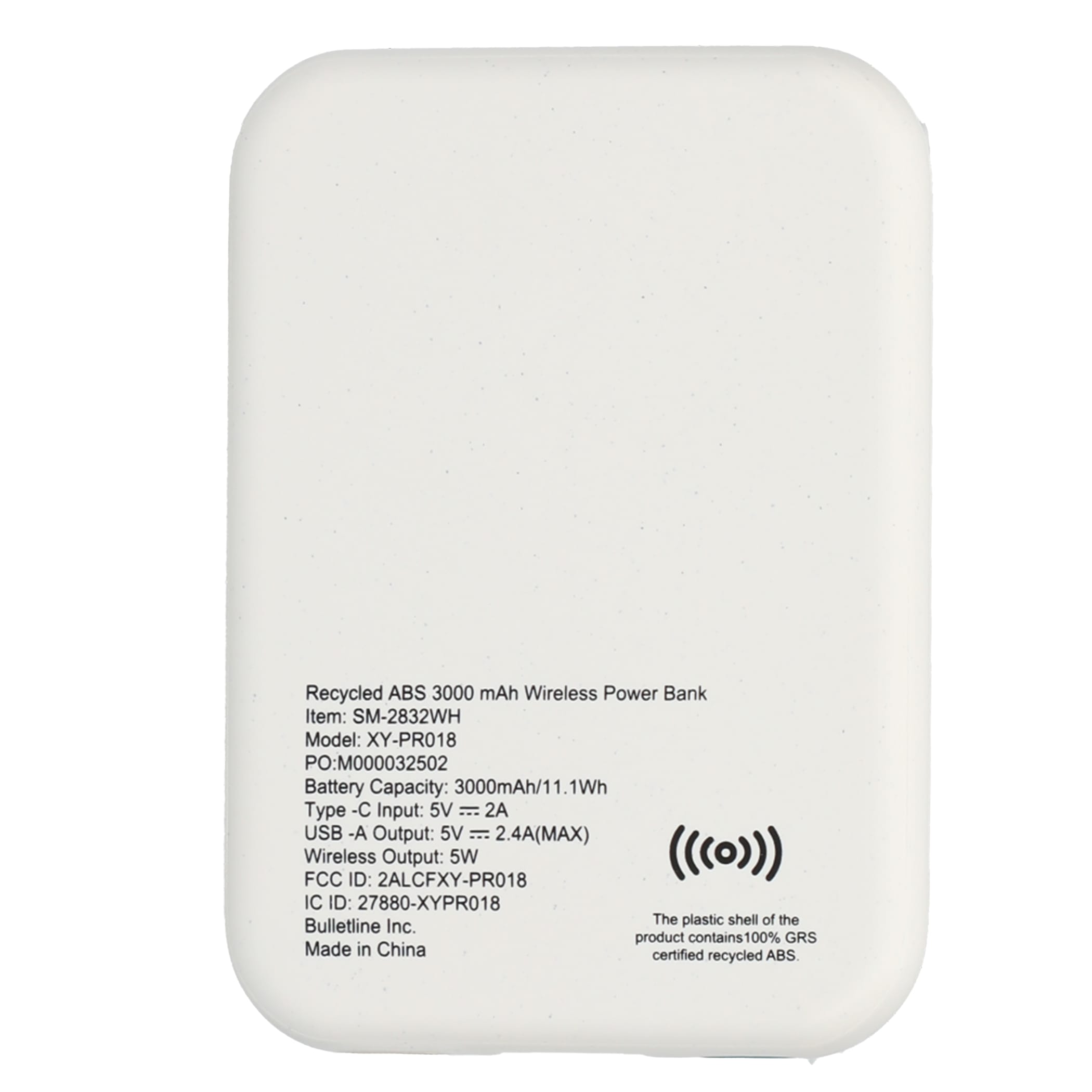 Picture of Recycled ABS 3000 mAh Wireless Power Bank
