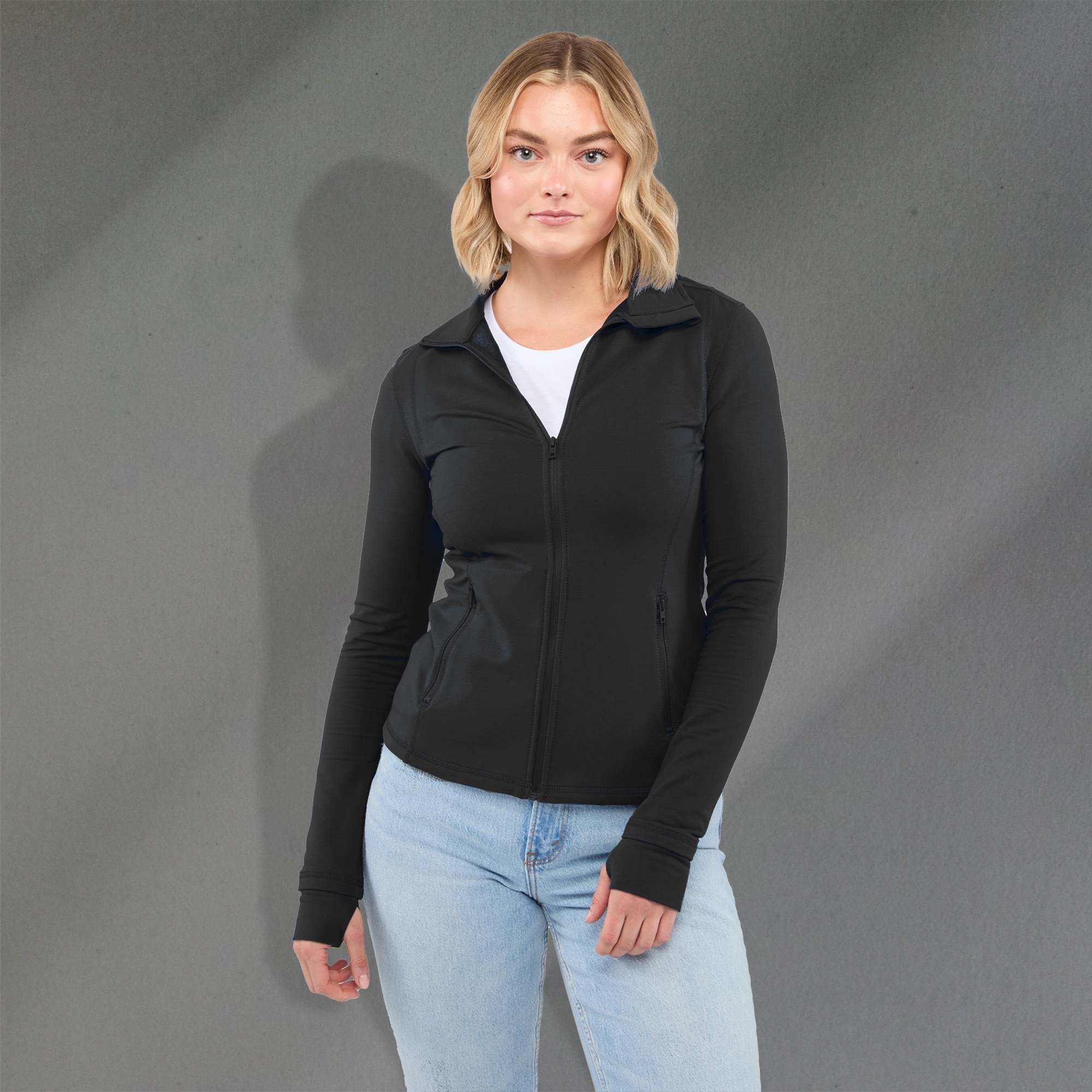 Picture of Women's LYON Eco Stretch Knit Full Zip Jacket with Thumb Holes