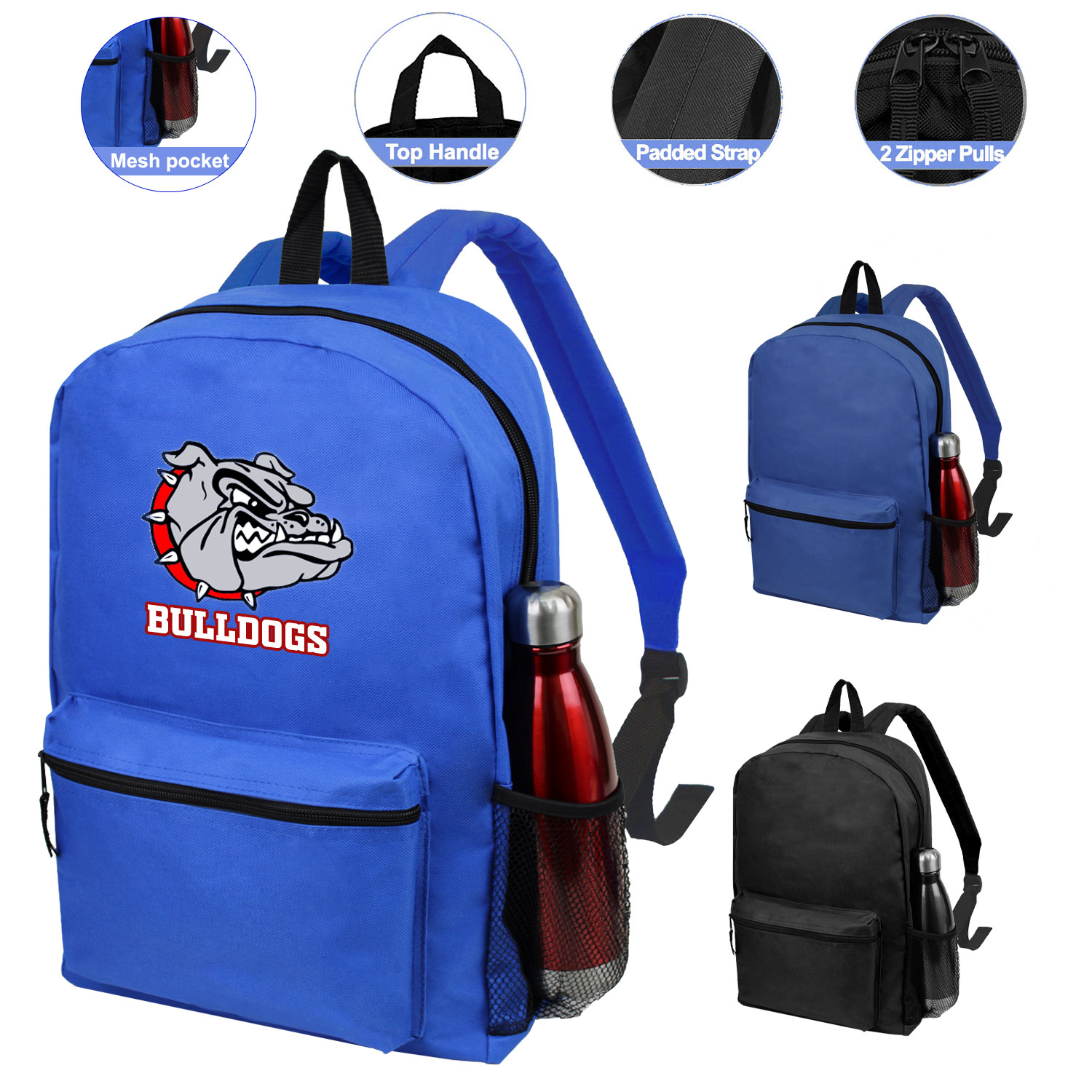 Picture of 19" Best Value Heavy Duty Backpack With Water Bottle Pocket