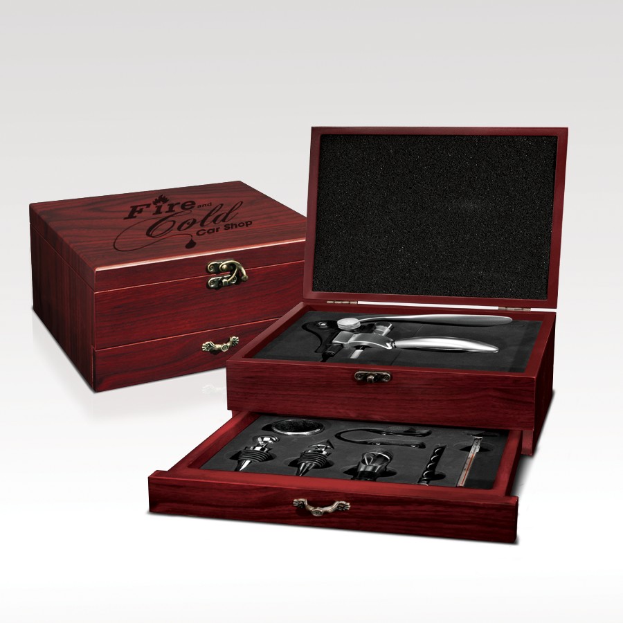 Picture of Cherry Wood Wine Accessory Set
