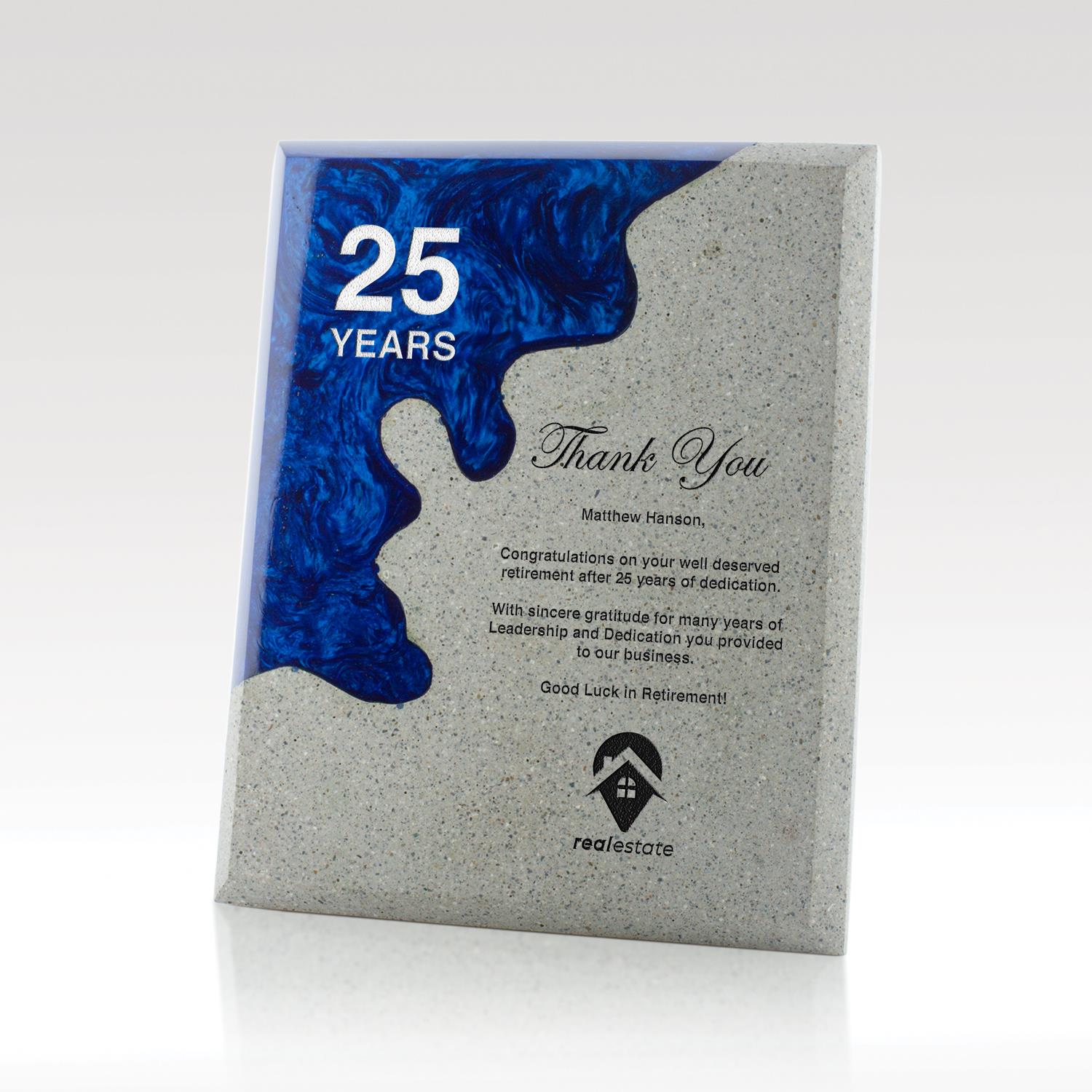 Picture of Strata - 8x10 - Blue Concrete and Resin Plaque