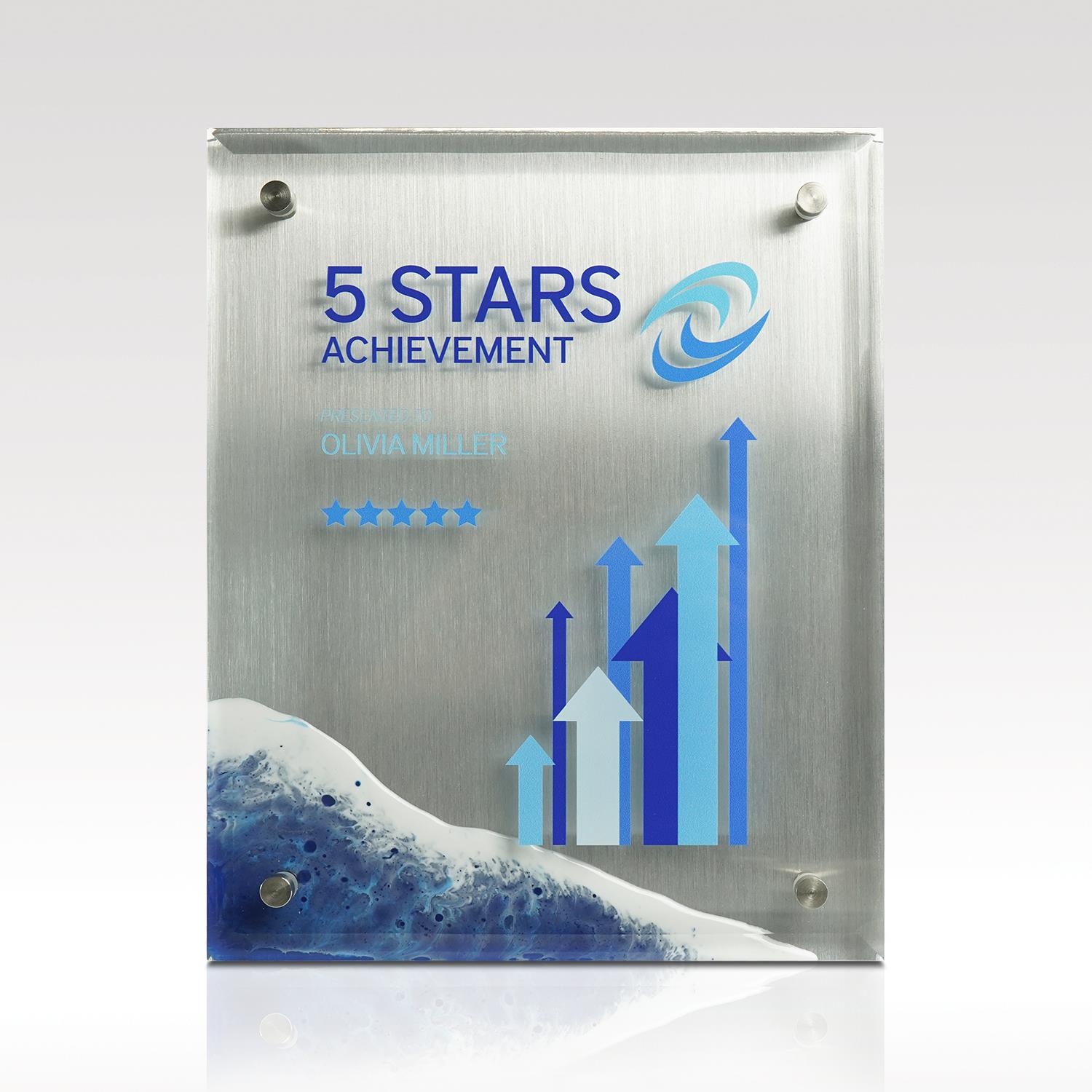 Picture of Blue Acrylic Plaque 5x7 Rising Edge