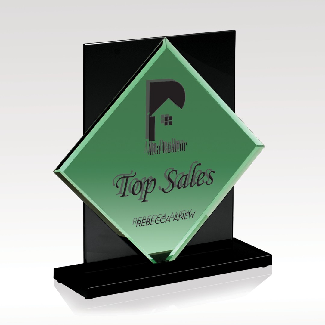Picture of Green Glass Diamond Award - Emerald
