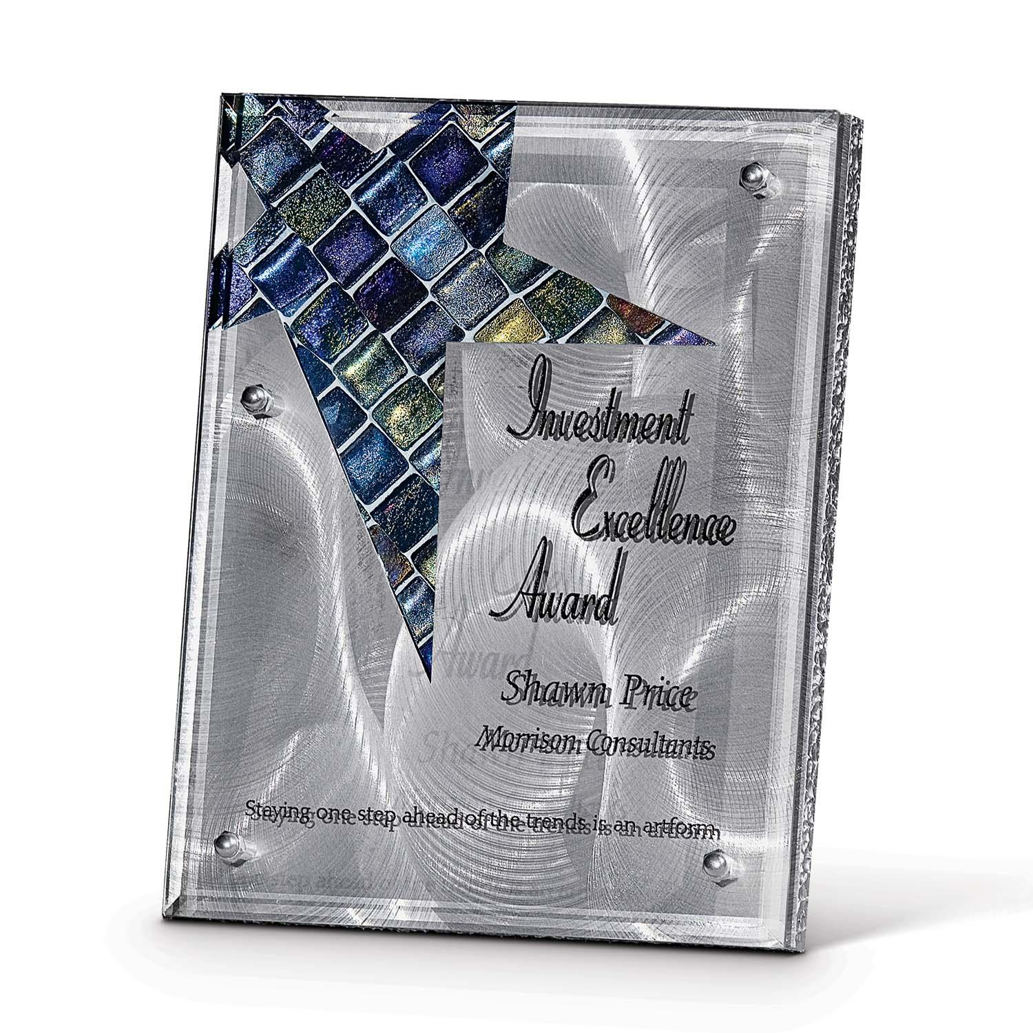 Picture of Celeb - Brushed Metal and Art Glass Plaque