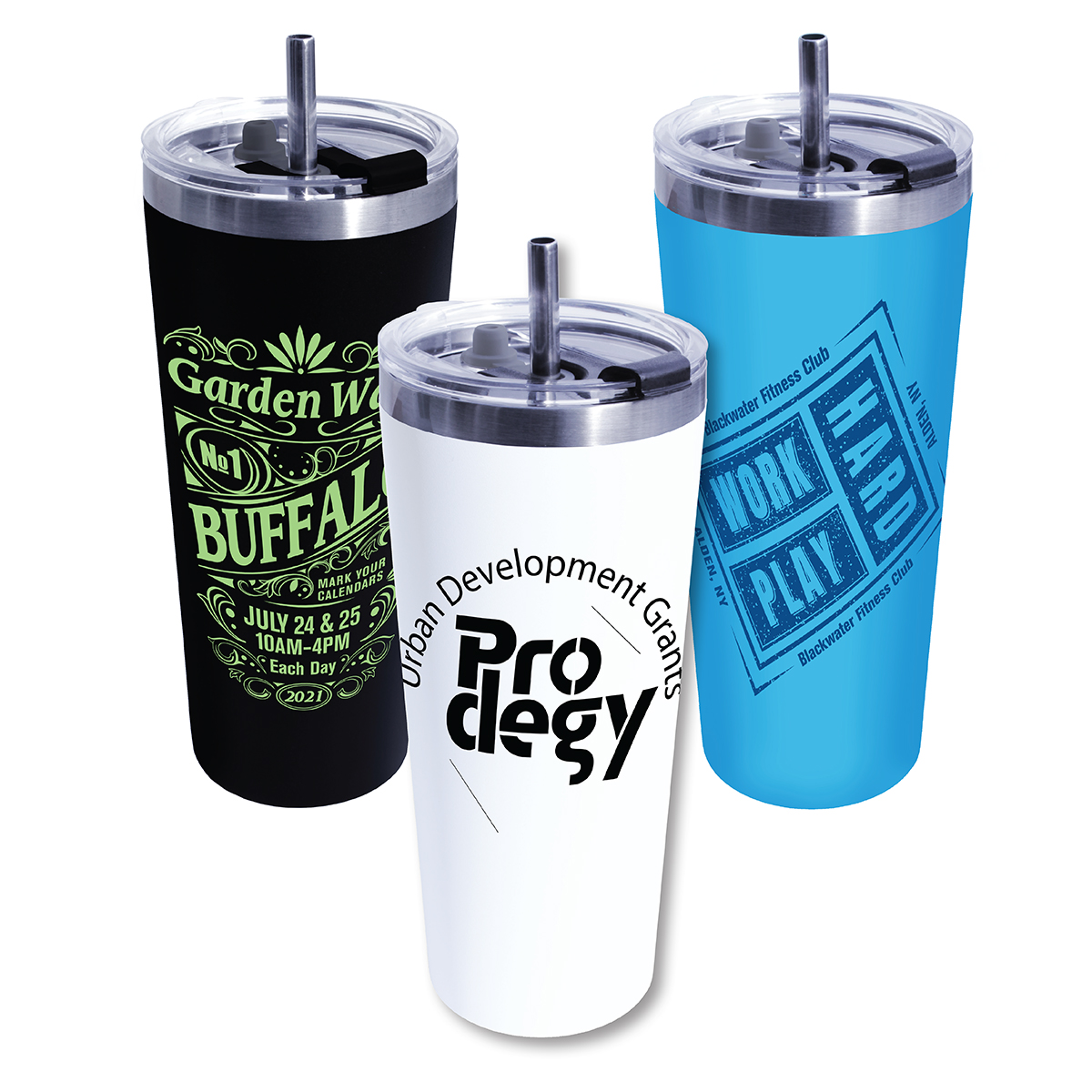 Picture of 22 Oz. Memphis Tumbler w/Flip Top Lid & Stainless Steel Straw