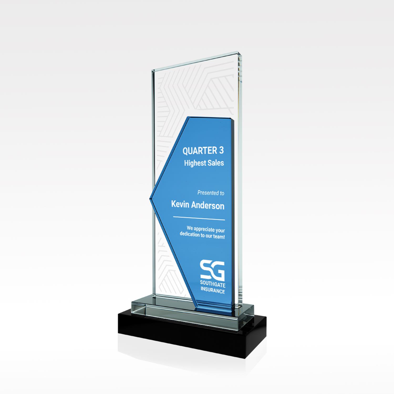 Picture of Verge Blue Crystal Award - Small