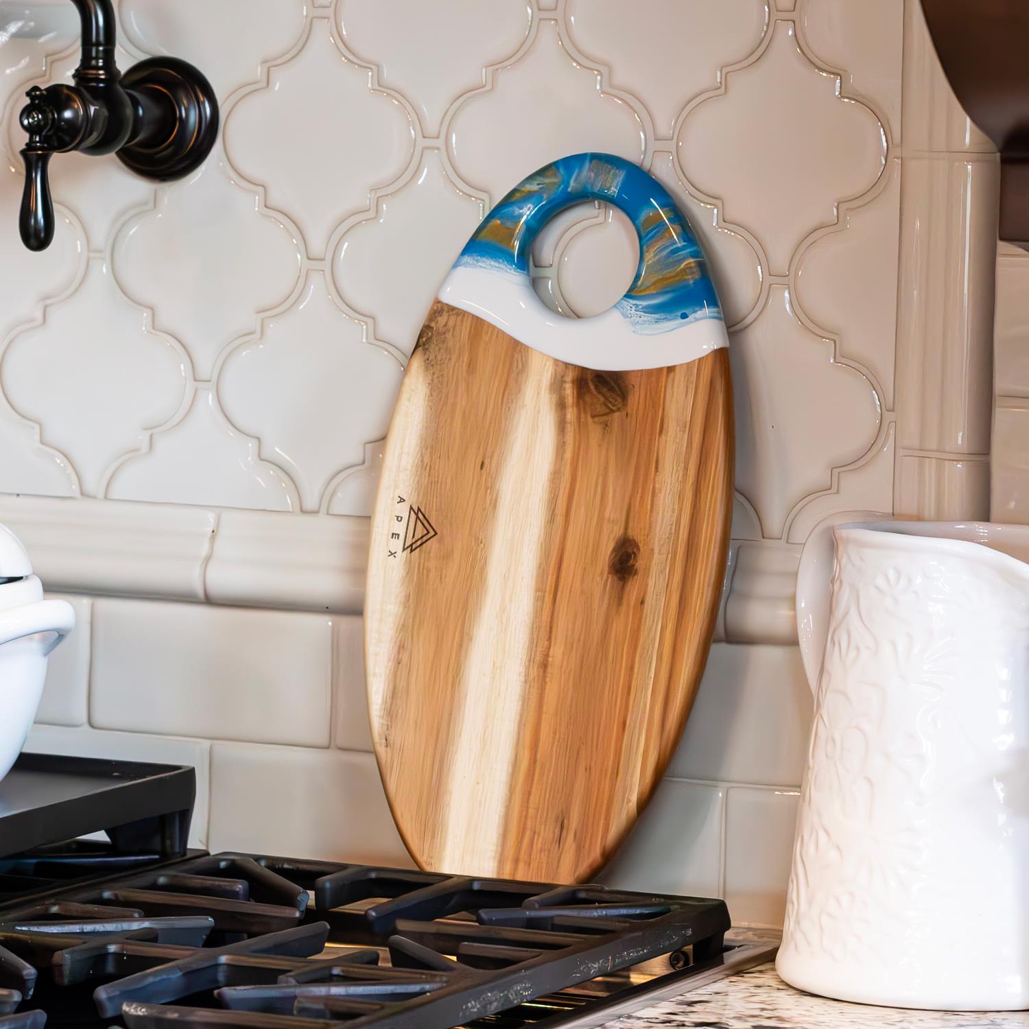 Picture of Oval Acacia Board w/ Holder 14" - Blue