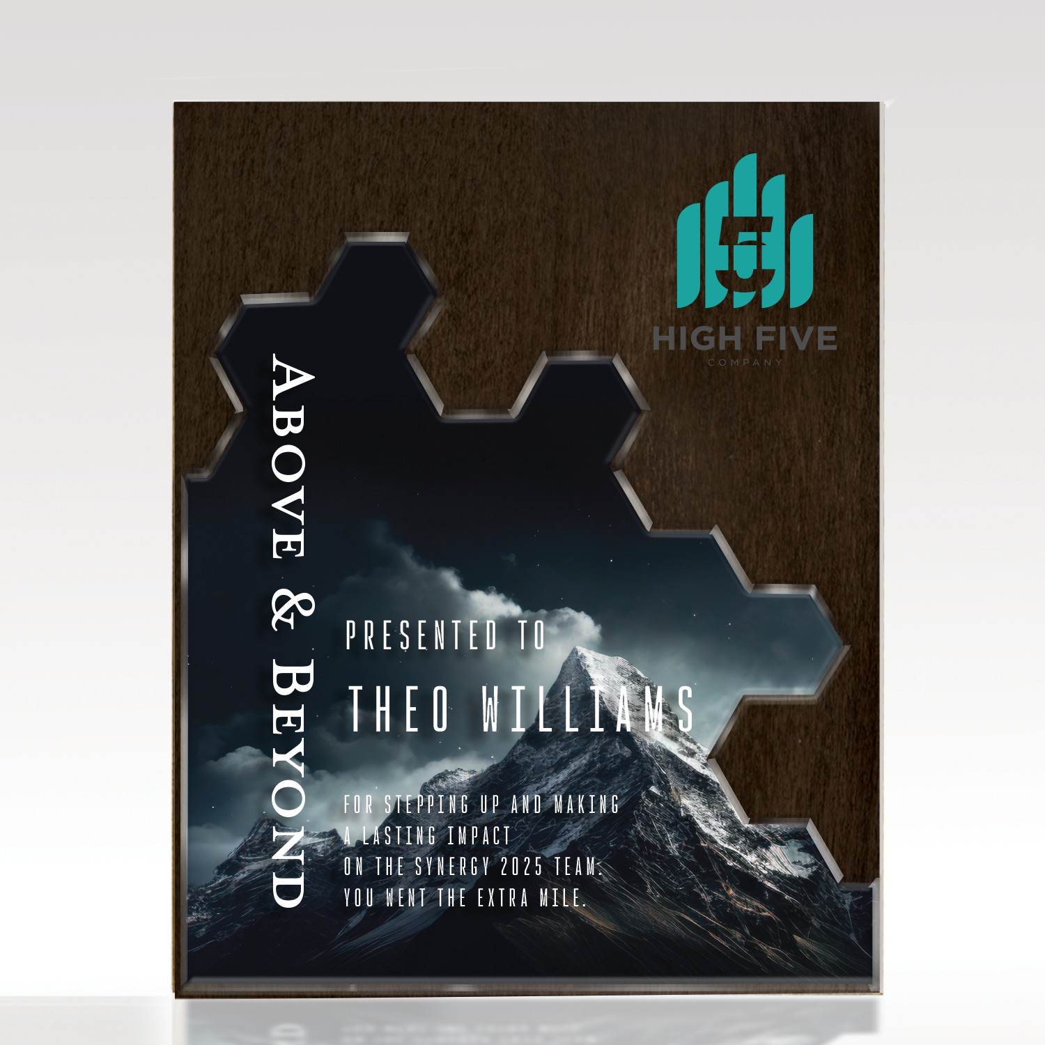 Picture of Plaque Hex Puzzle - Customizable Wood Acrylic Award 7x9