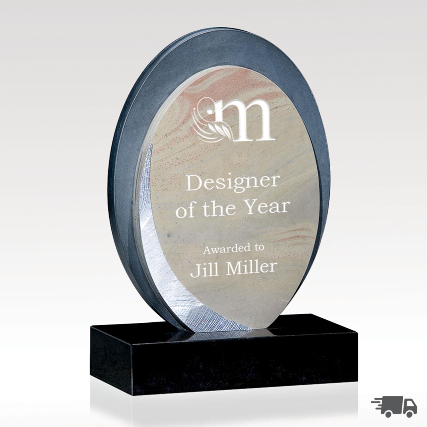 Picture of Custom Oval Slate Award - Oh-Mega